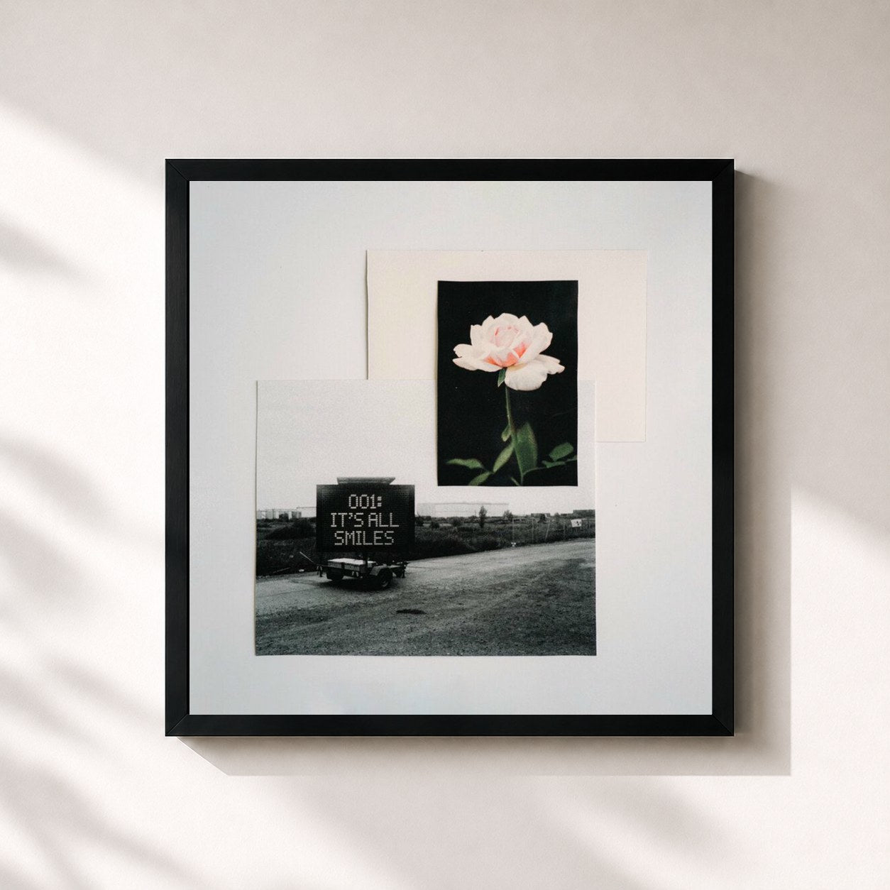 #noir Tableau carré de l'album It's All Smiles de No Rome, cadre noir 32x32 cm