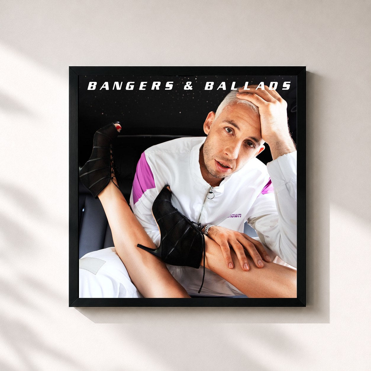 #noir Tableau carré de l'album Bangers & Ballads de Example, cadre noir 32x32 cm