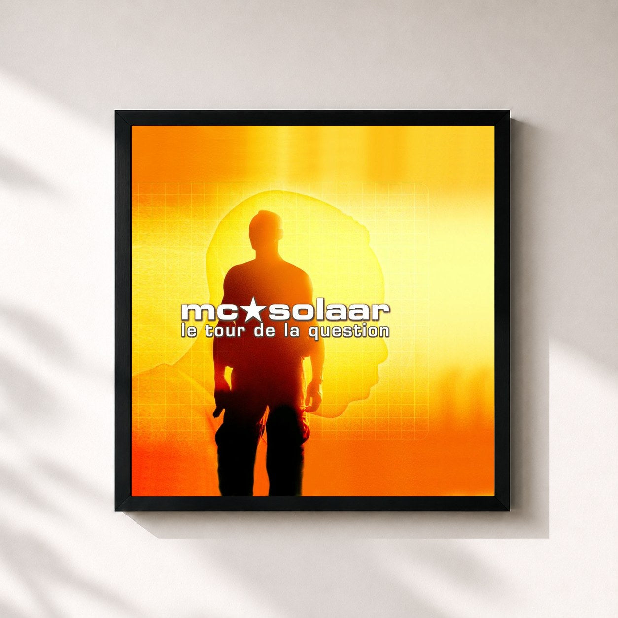 #noir Tableau carré de l'album Le tour de la question de MC Solaar, cadre noir 32x32 cm