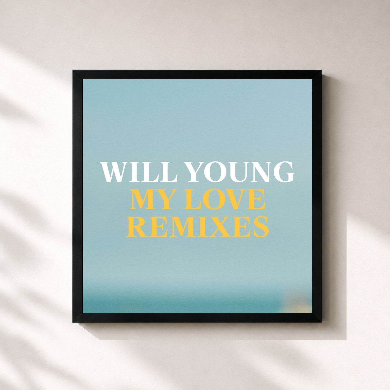 #noir Tableau carré de l'album My Love (Remixes) de Will Young, cadre noir 32x32 cm