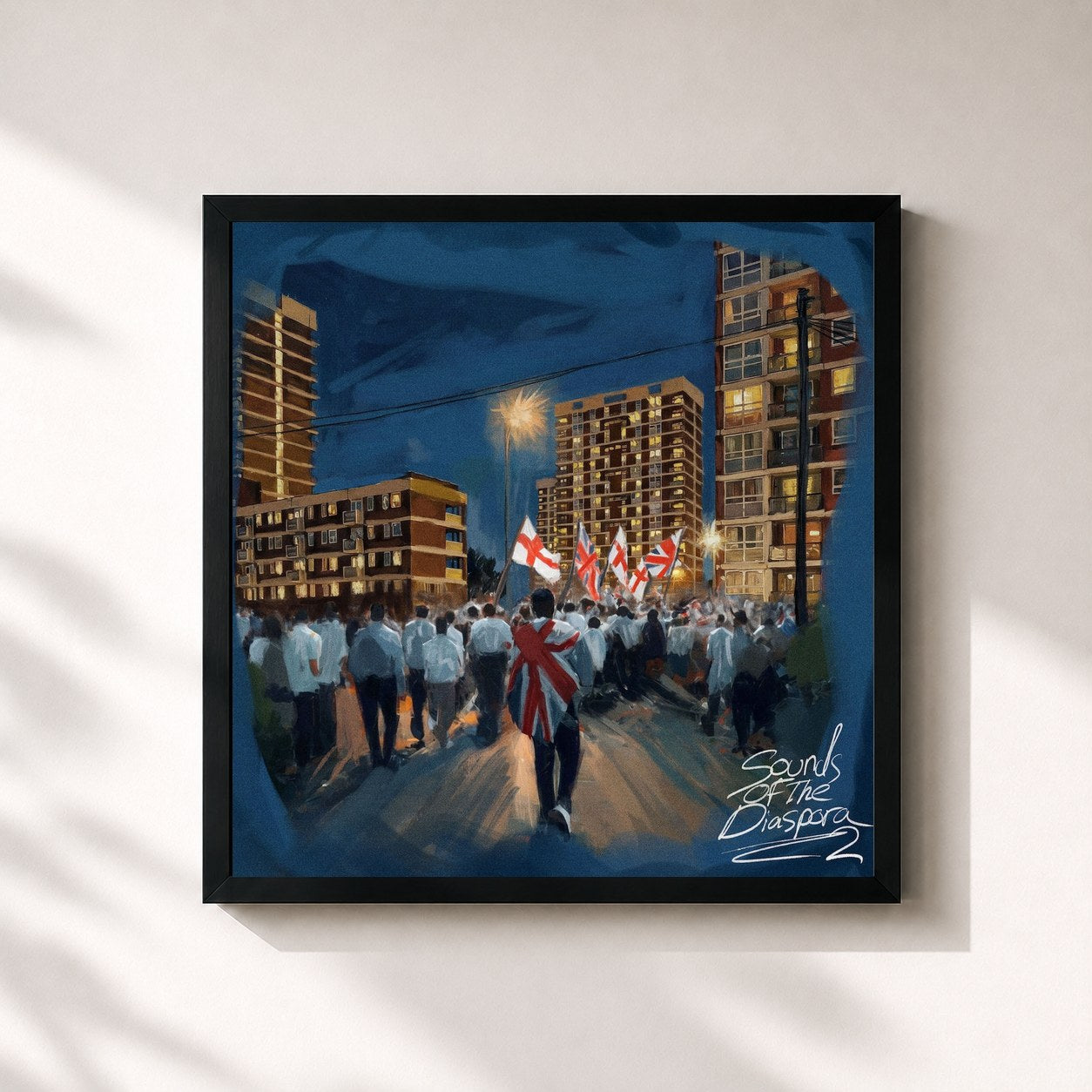 #noir Tableau carré de l'album Sounds of the Diaspora 2 de NSG, cadre noir 32x32 cm