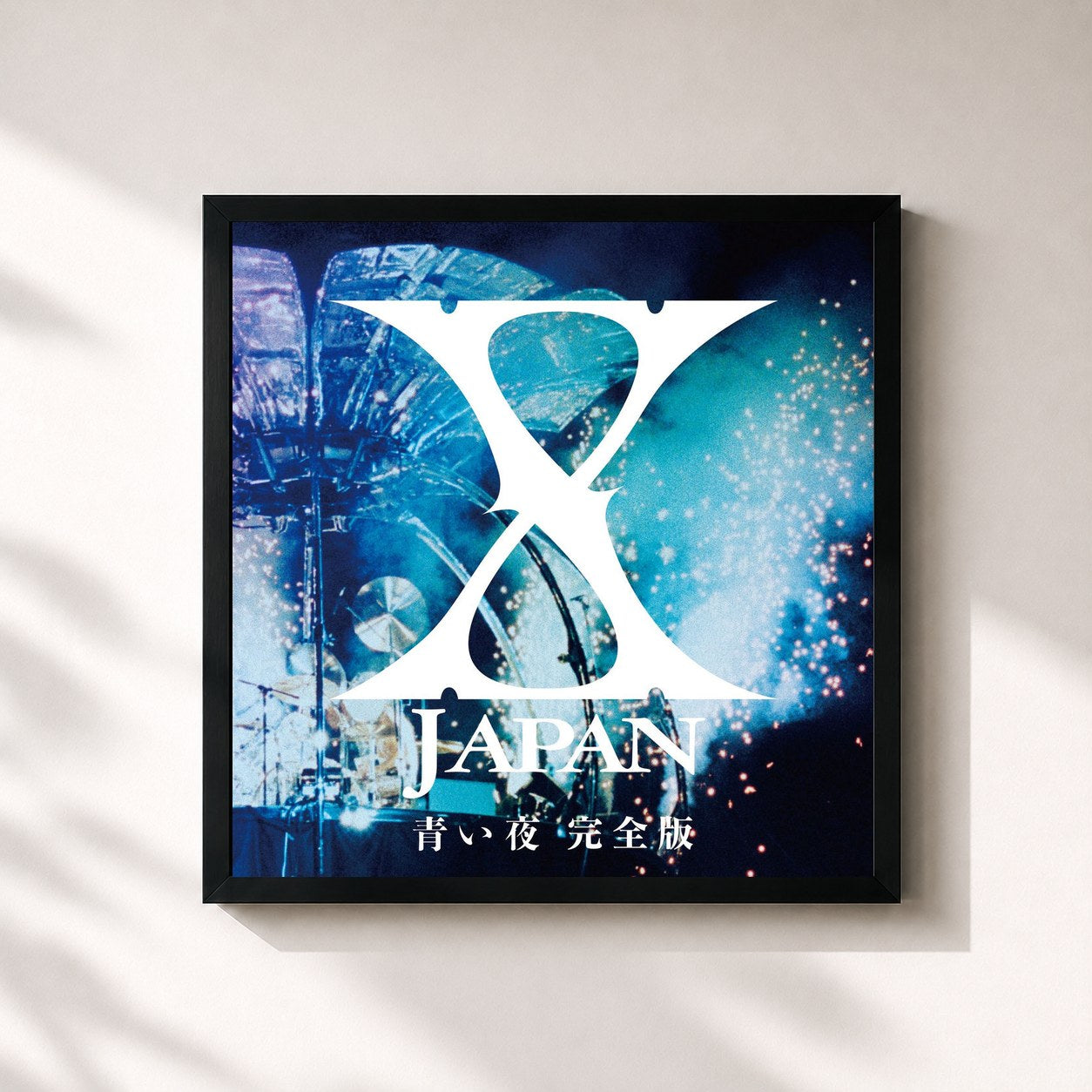 #noir Tableau carré de l'album Blue Night de X JAPAN, cadre noir 32x32 cm