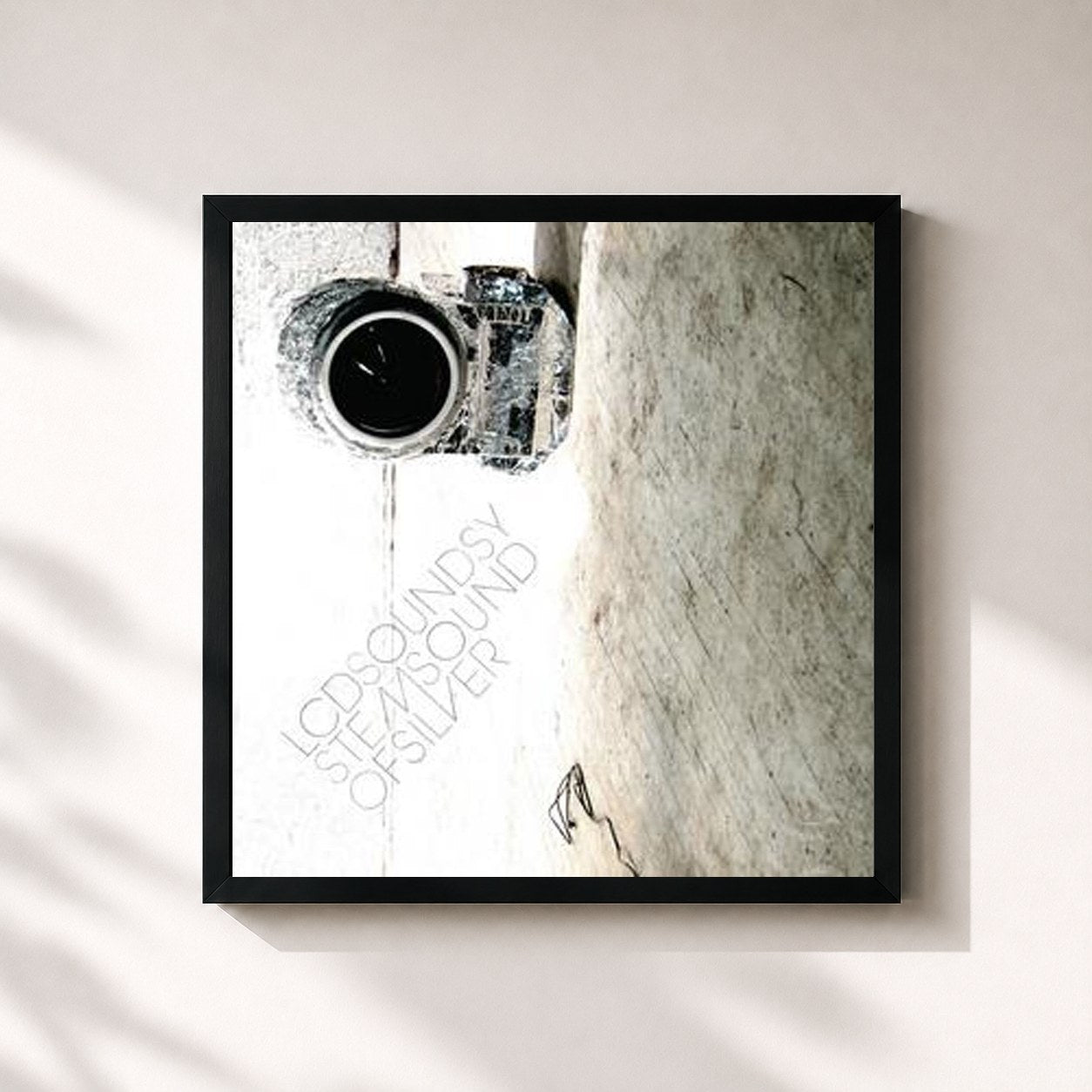#noir Tableau carré de l'album Sound of Silver de LCD Soundsystem, cadre noir 32x32 cm