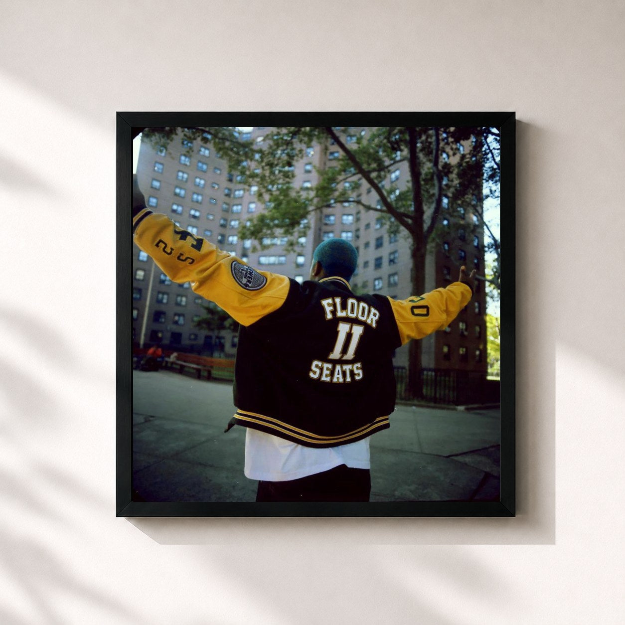#noir Tableau carré de l'album Floor Seats II de A$AP Ferg, cadre noir 32x32 cm