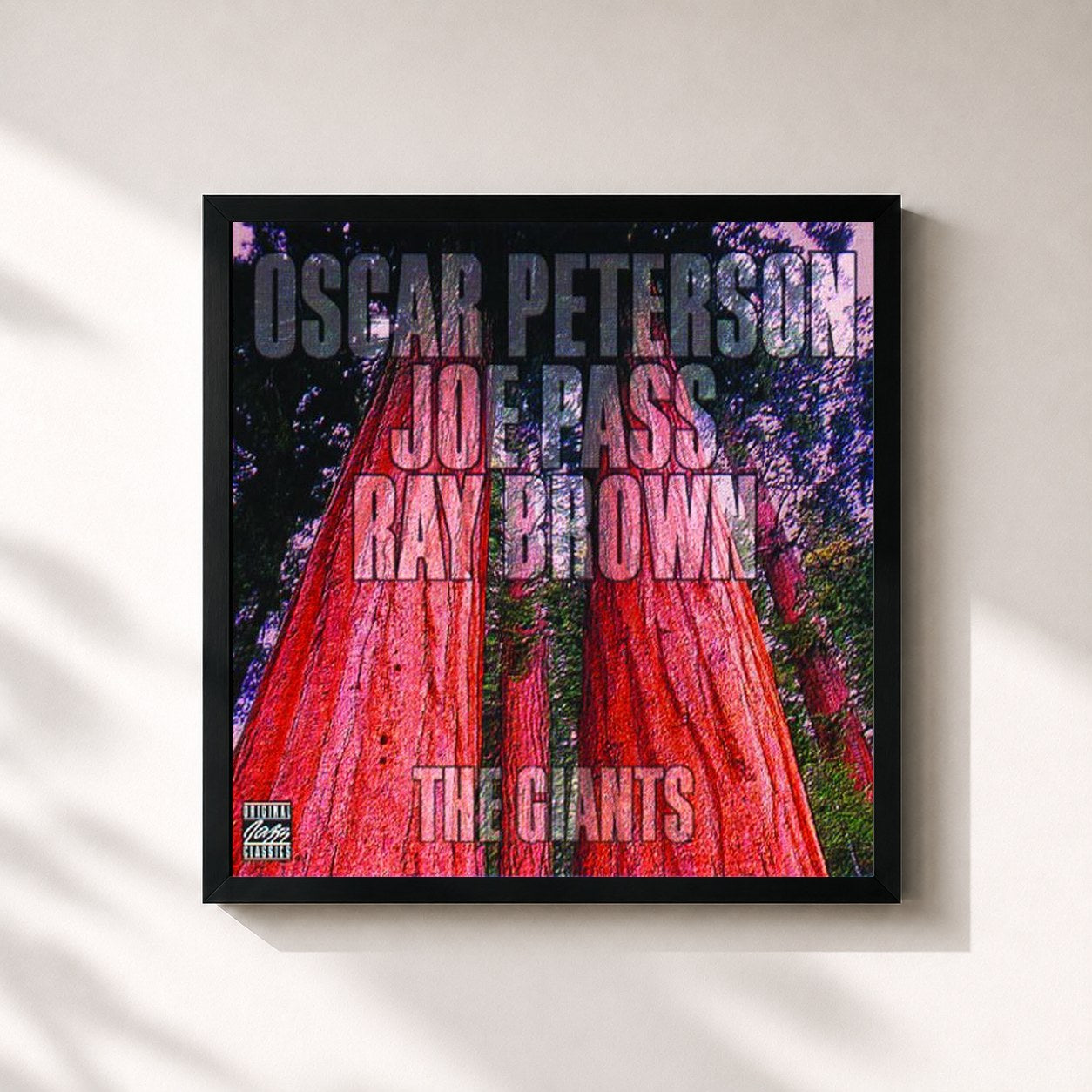 #noir Tableau carré de l'album The Giants de Oscar Peterson, cadre noir 32x32 cm