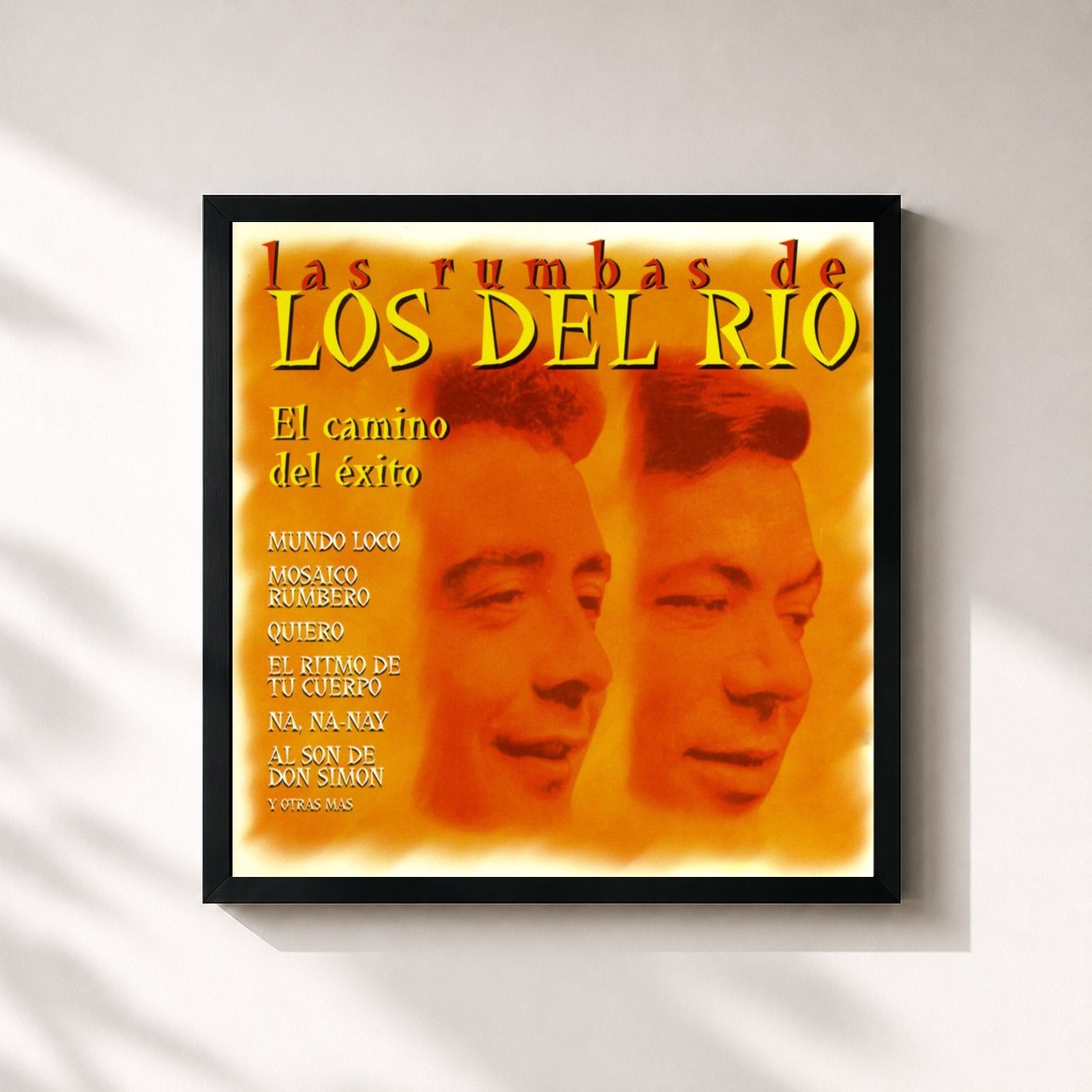 #noir Tableau carré de l'album Las Rumbas de los del Rio de Los Del Río, cadre noir 32x32 cm