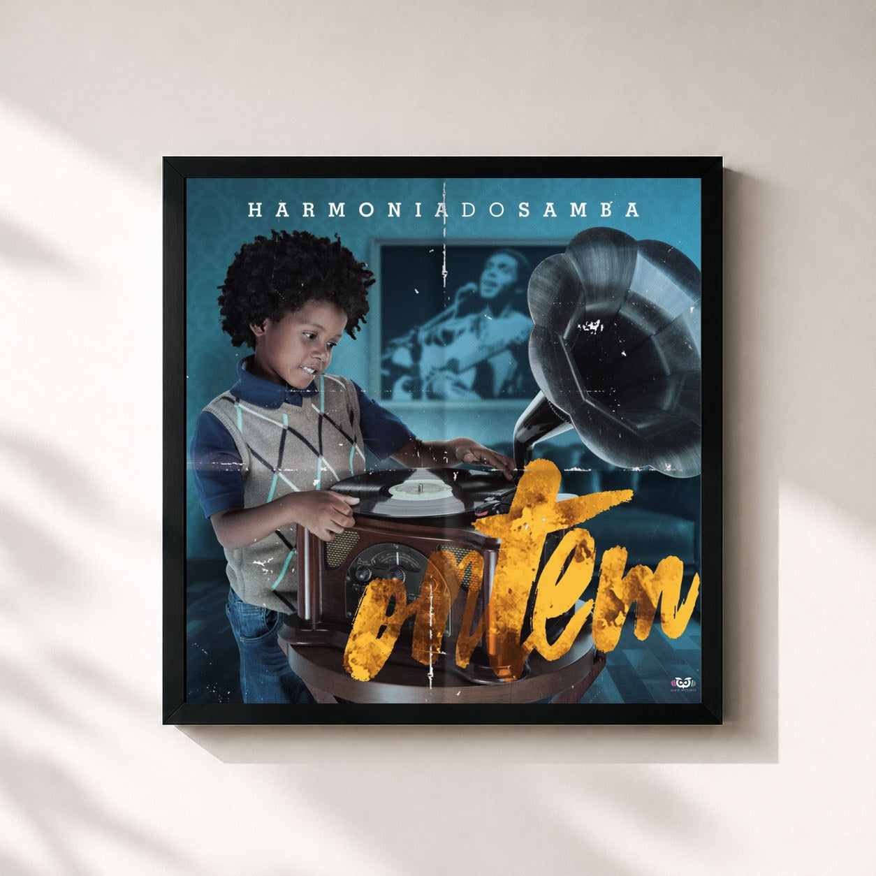 #noir Tableau carré de l'album Ontem de Xanddy Harmonia, cadre noir 32x32 cm