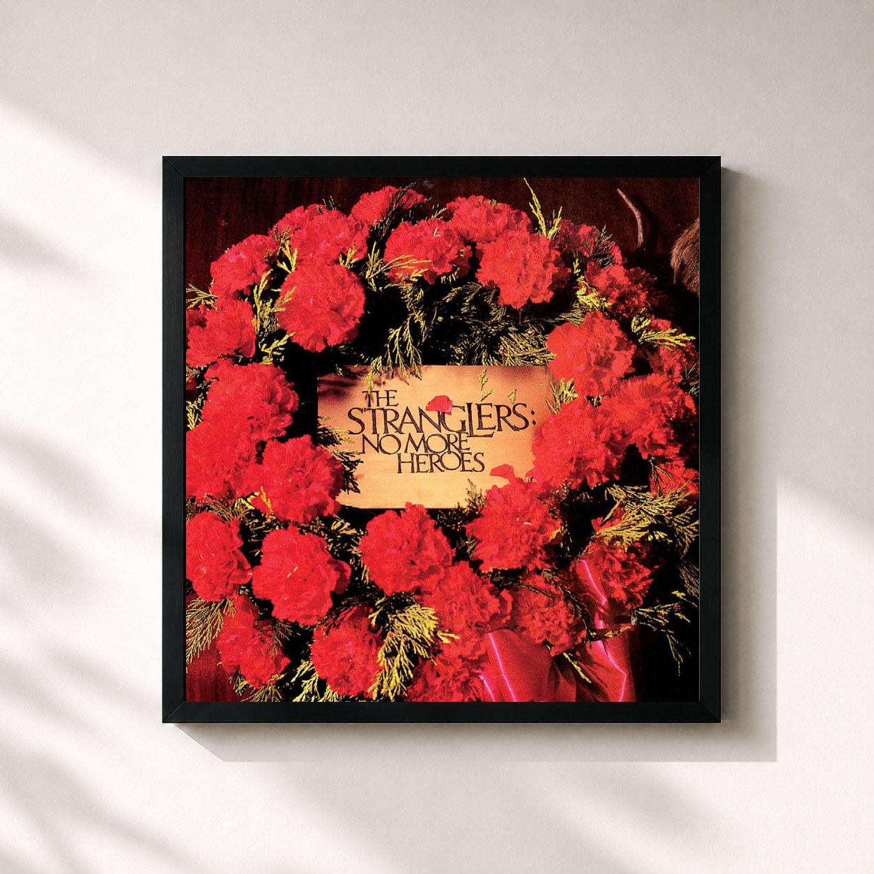 #noir Tableau carré de l'album No More Heroes de The Stranglers, cadre noir 32x32 cm