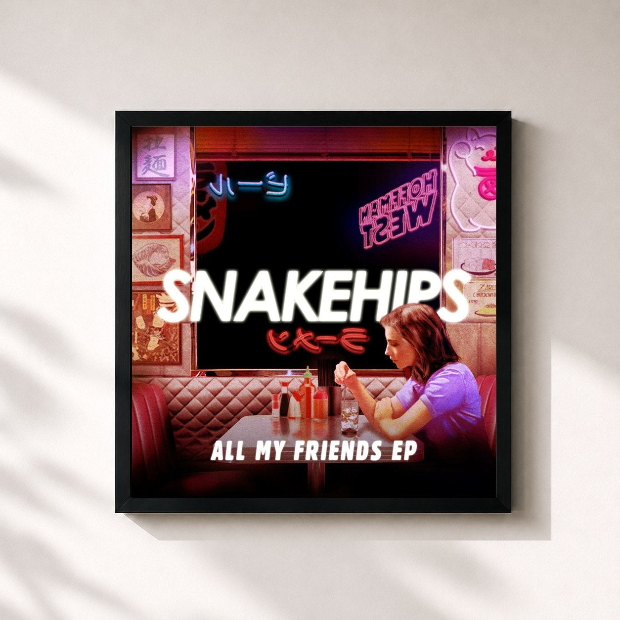 #noir Tableau carré de l'album All My Friends - EP de Snakehips, cadre noir 32x32 cm