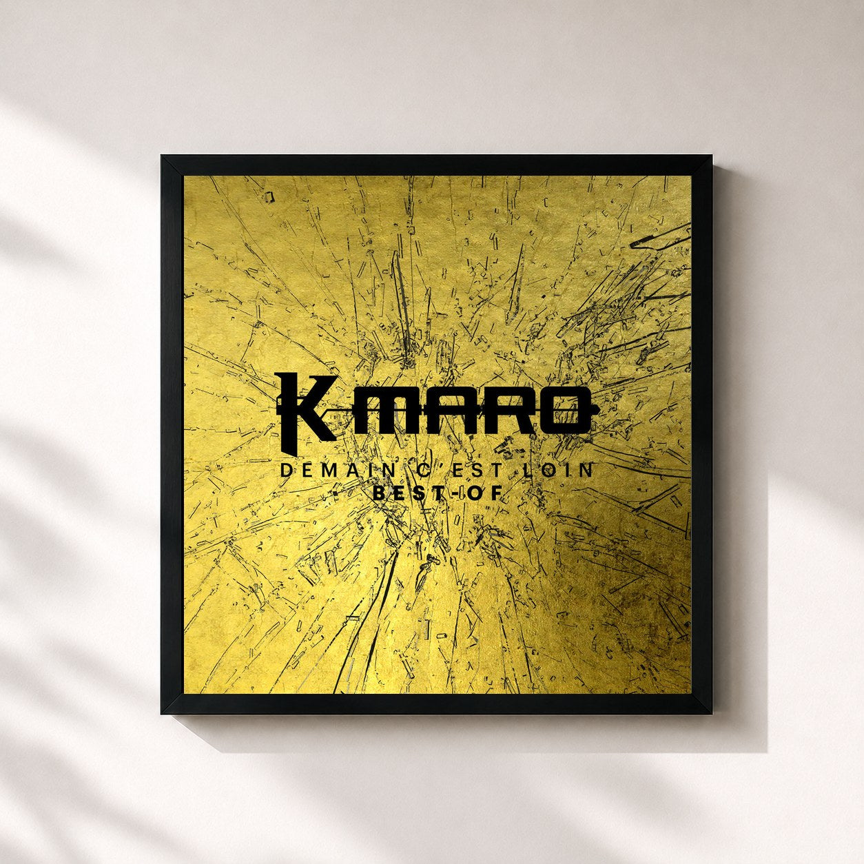 #noir Tableau carré de l'album Demain c’est loin Le Best-Of de K-Maro, cadre noir 32x32 cm