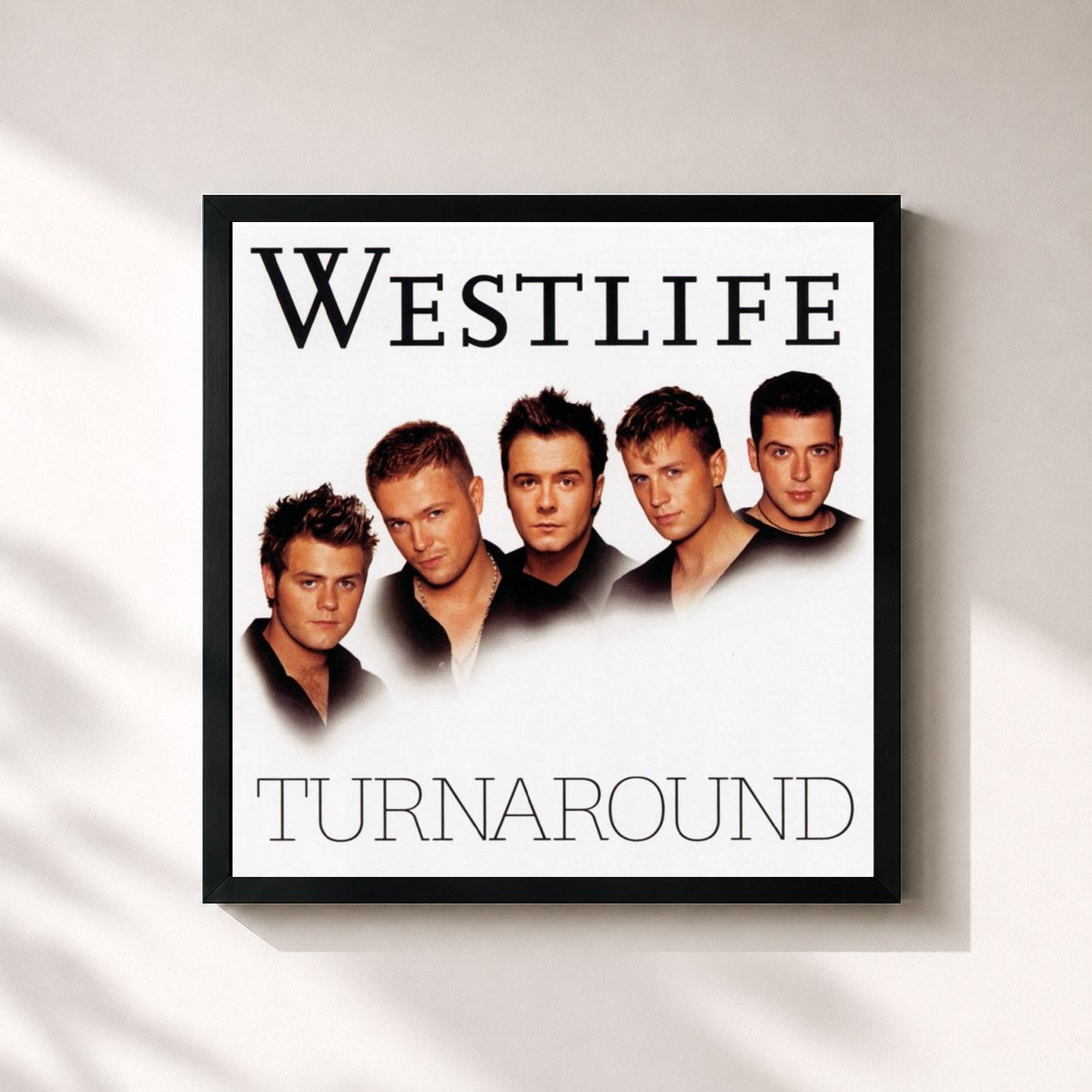 #noir Tableau carré de l'album Turnaround de Westlife, cadre noir 32x32 cm