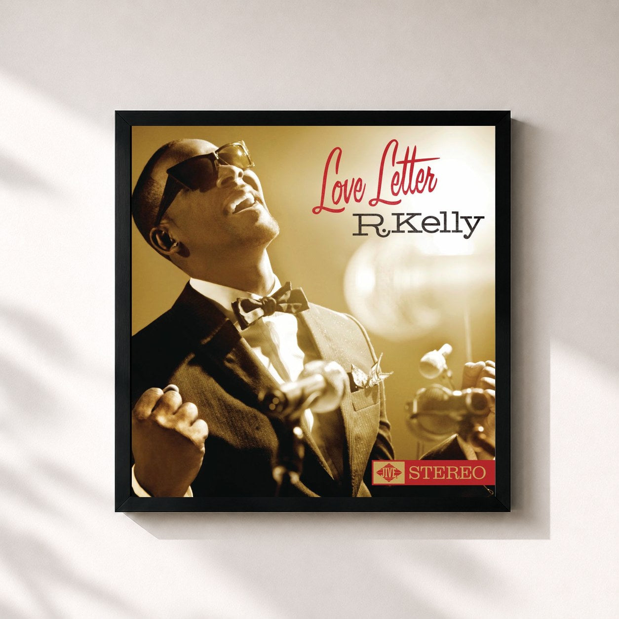 #noir Tableau carré de l'album Love Letter de R. Kelly, cadre noir 32x32 cm