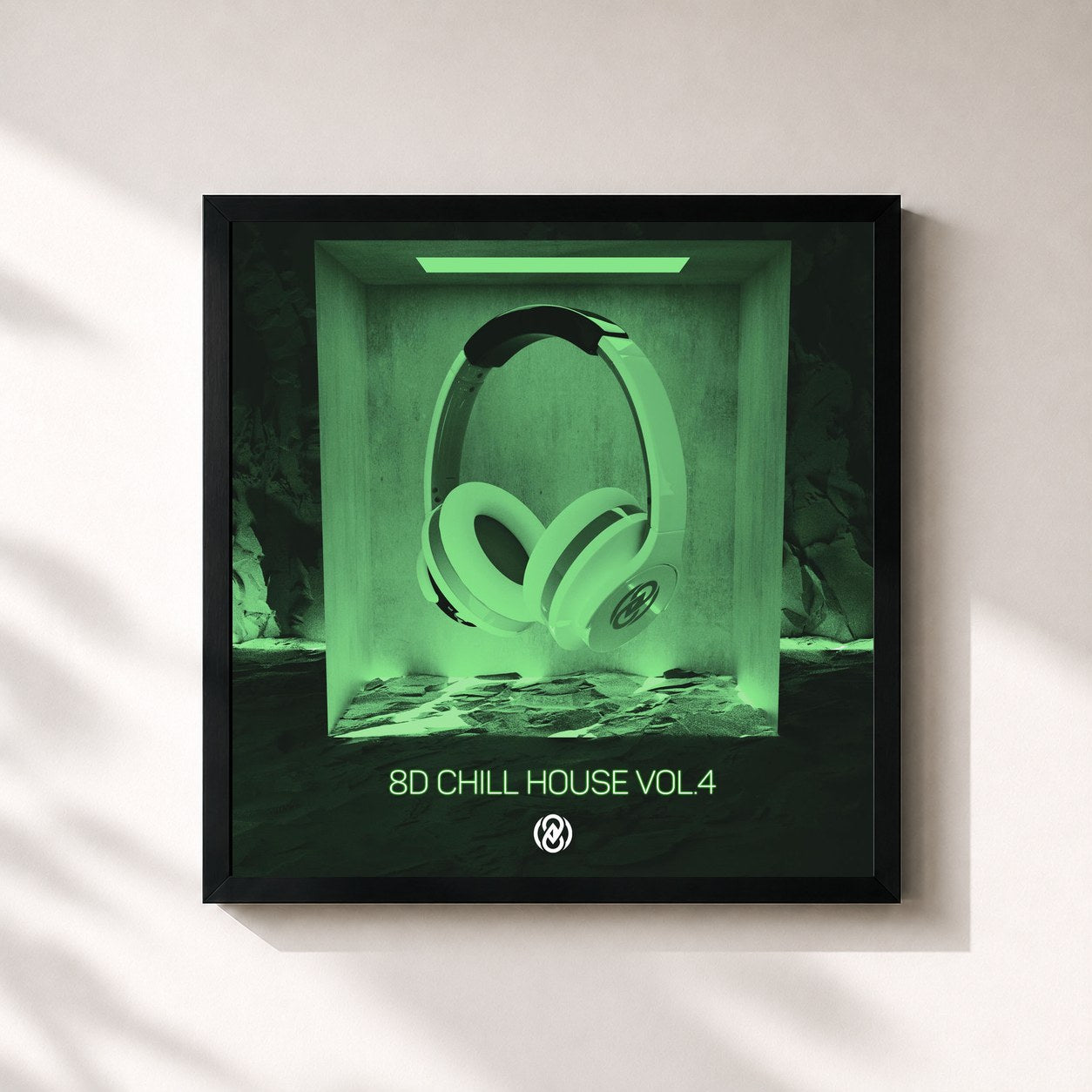 #noir Tableau carré de l'album 8D Chill House Vol. 4 de 8D Tunes, cadre noir 32x32 cm