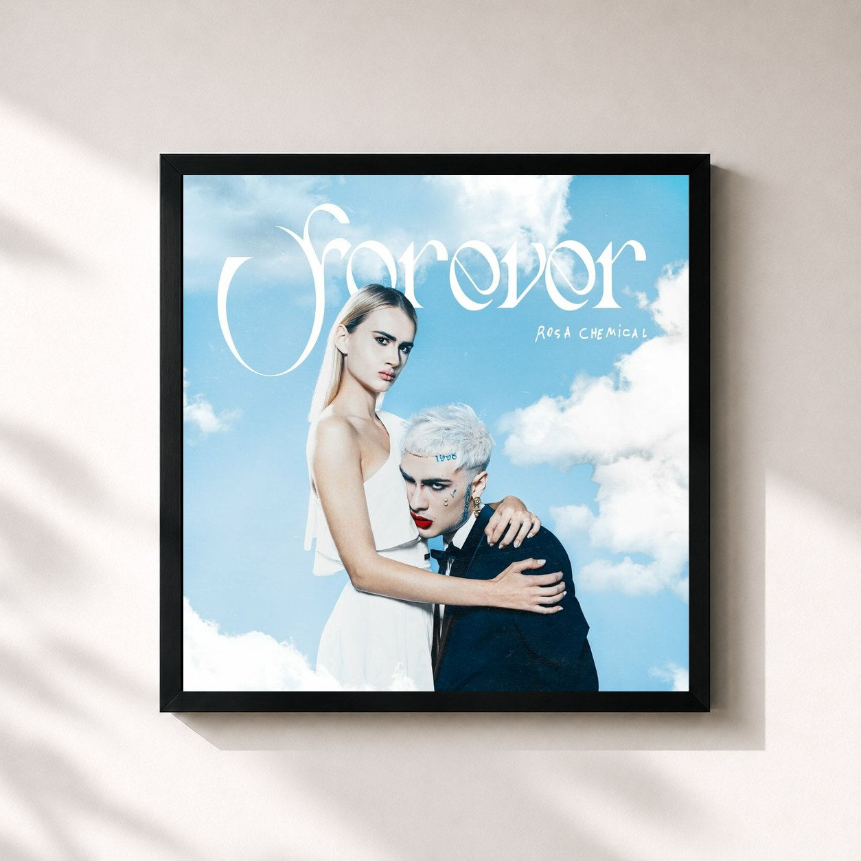 #noir Tableau carré de l'album FOREVER de Rosa Chemical, cadre noir 32x32 cm