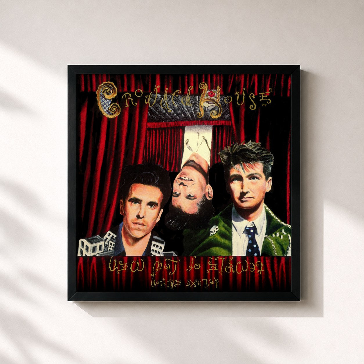 #noir Tableau carré de l'album Temple Of Low Men (Deluxe) de Crowded House, cadre noir 32x32 cm