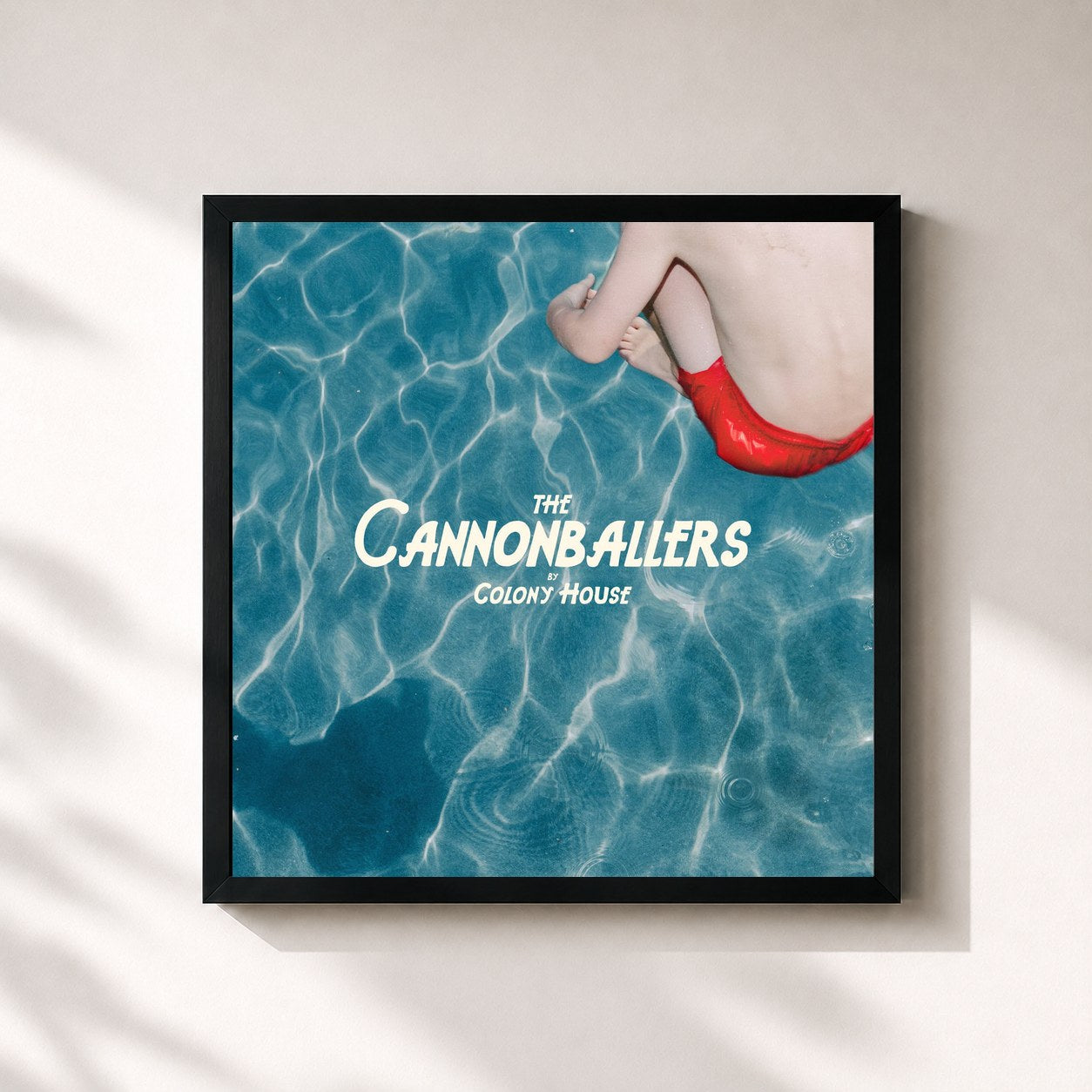 #noir Tableau carré de l'album The Cannonballers de Colony House, cadre noir 32x32 cm