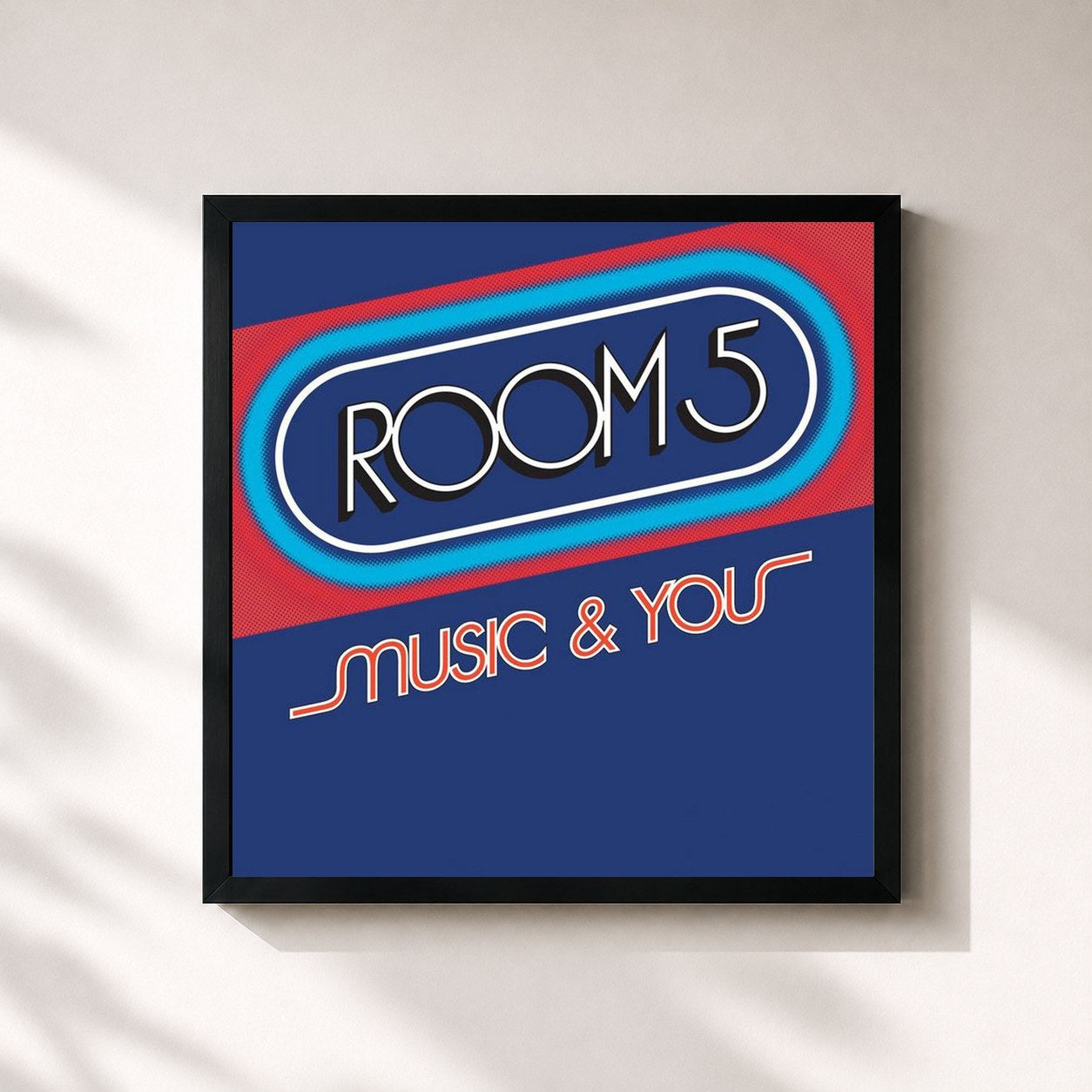 #noir Tableau carré de l'album Music & You de Room 5, cadre noir 32x32 cm