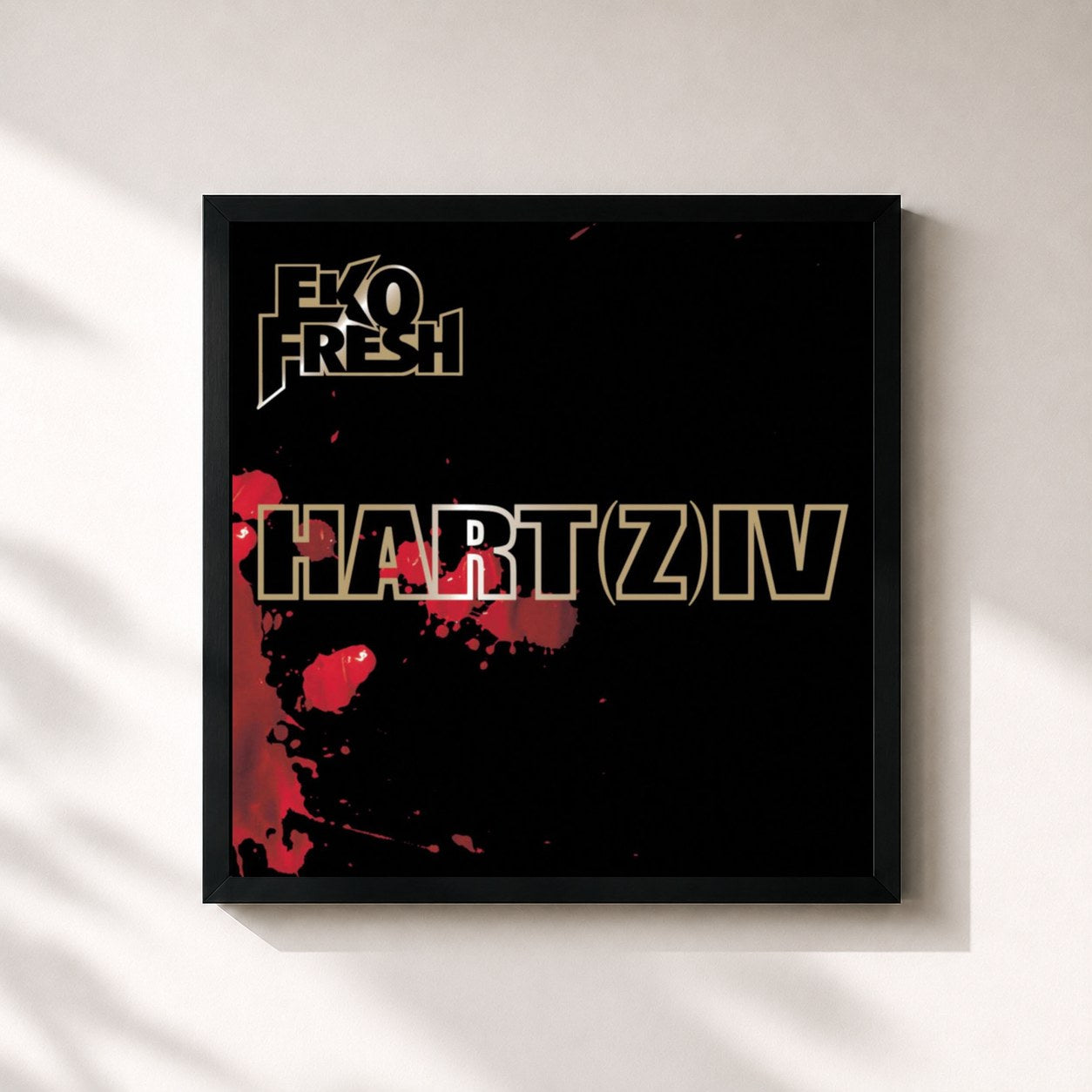 #noir Tableau carré de l'album Hart(z) IV de Eko Fresh, cadre noir 32x32 cm