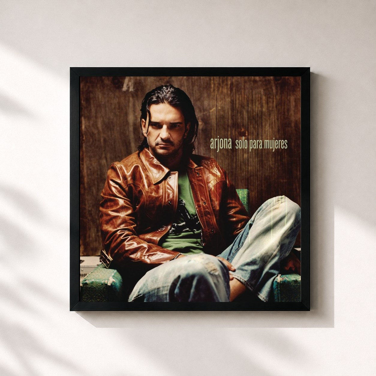 #noir Tableau carré de l'album Sólo Para Mujeres de Ricardo Arjona, cadre noir 32x32 cm