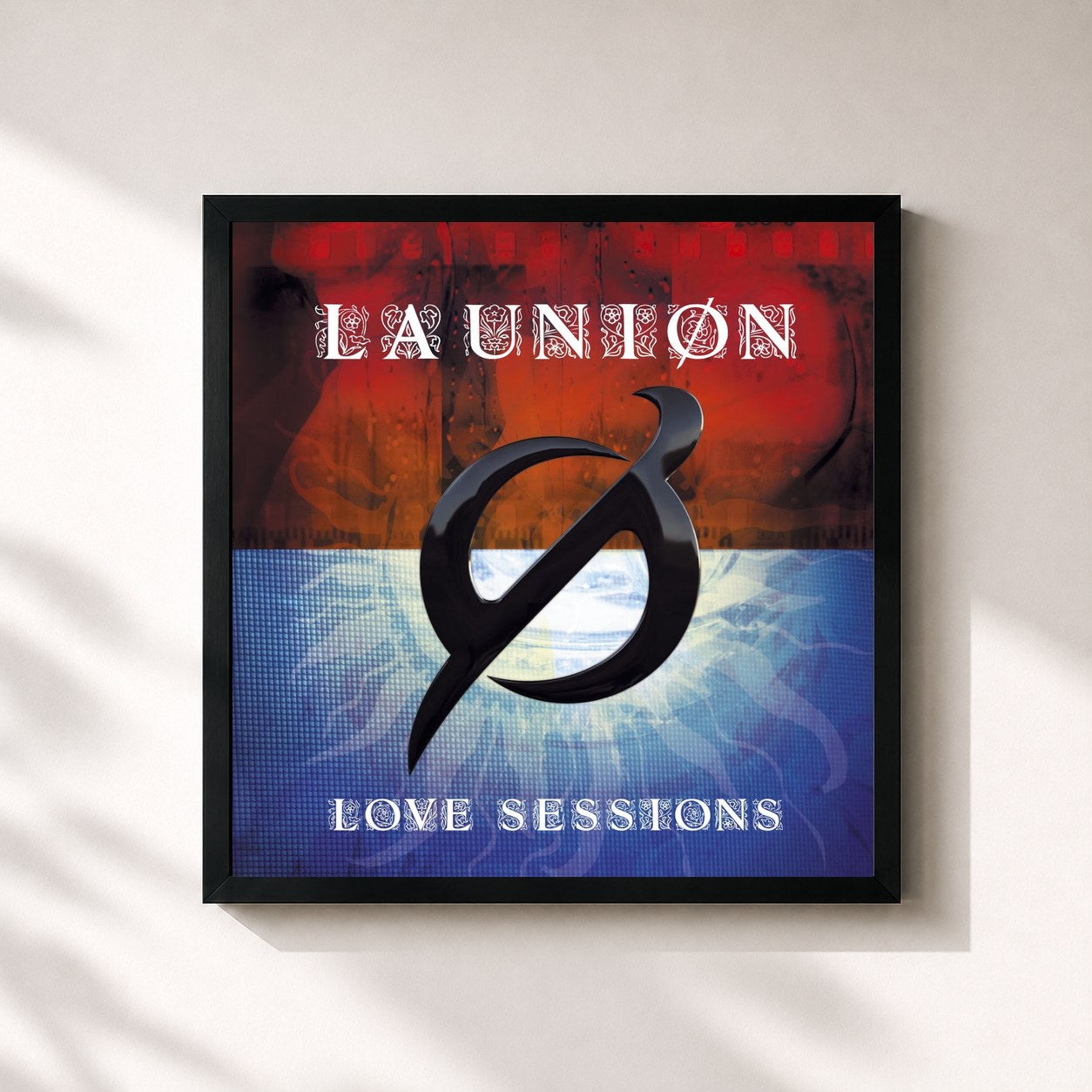 #noir Tableau carré de l'album Love Sessions de La Unión, cadre noir 32x32 cm