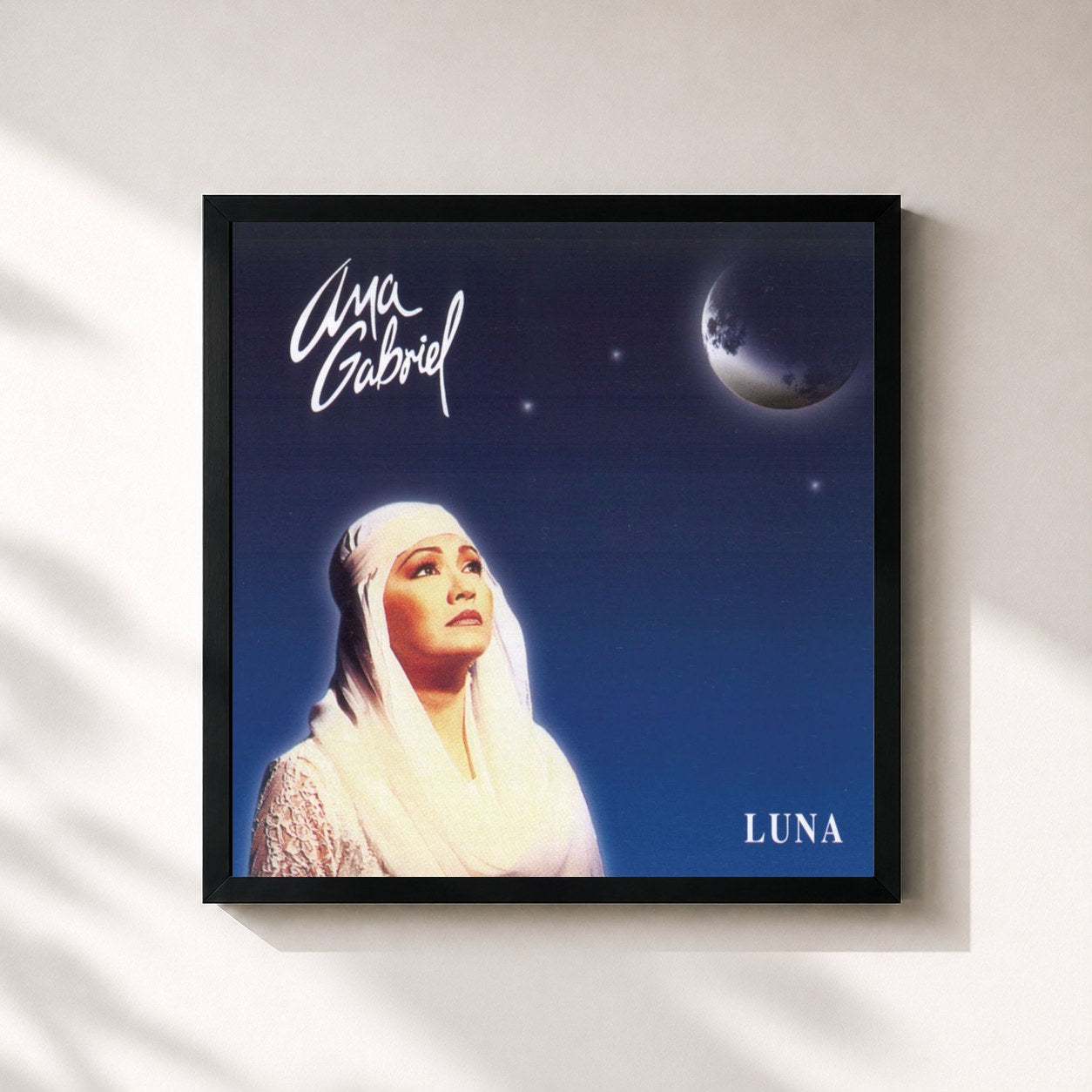 #noir Tableau carré de l'album Luna de Ana Gabriel, cadre noir 32x32 cm