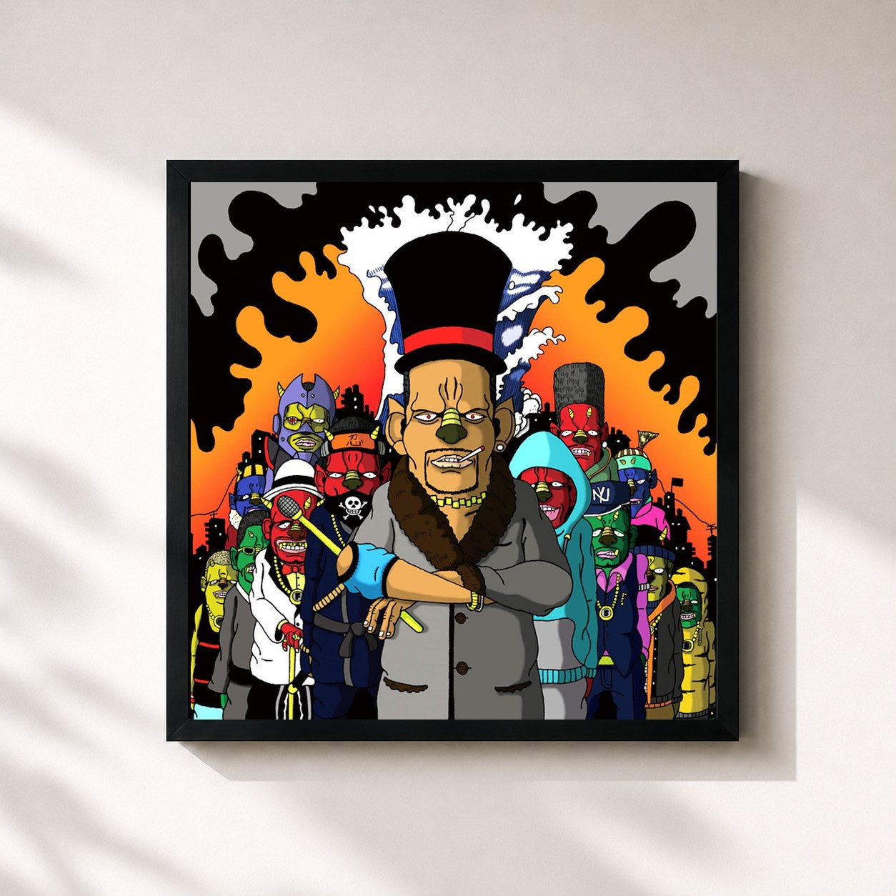 #noir Tableau carré de l'album In At The Deep End de Roll Deep, cadre noir 32x32 cm