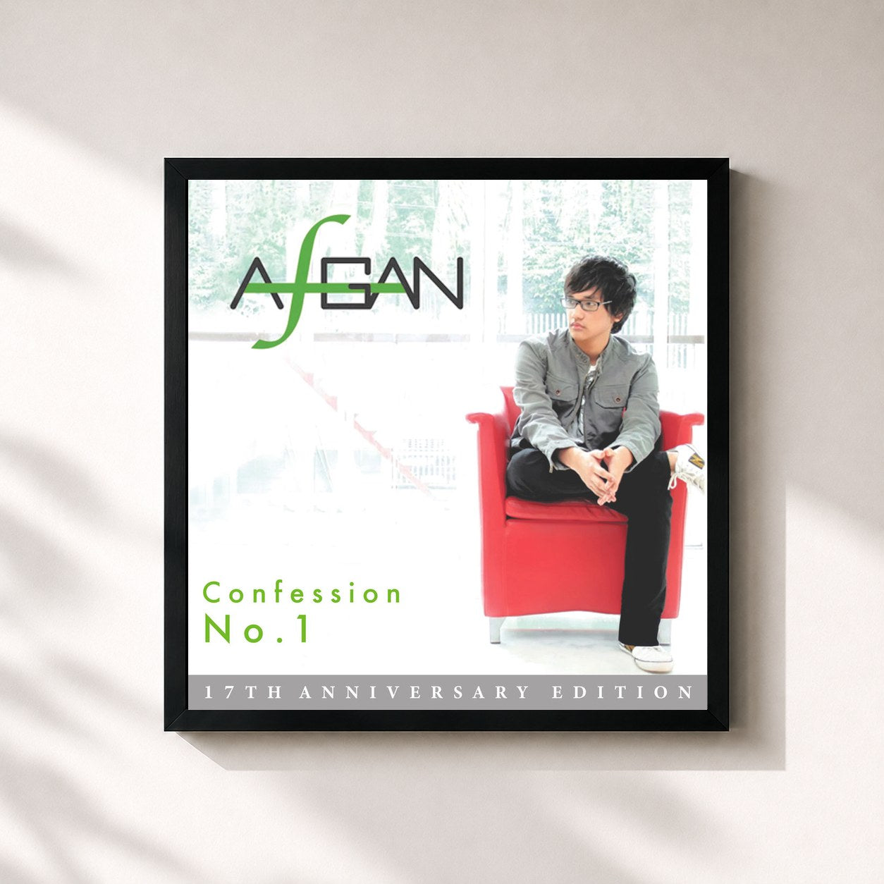 #noir Tableau carré de l'album Confession No.1 (17th Anniversary Edition) de Afgan, cadre noir 32x32 cm