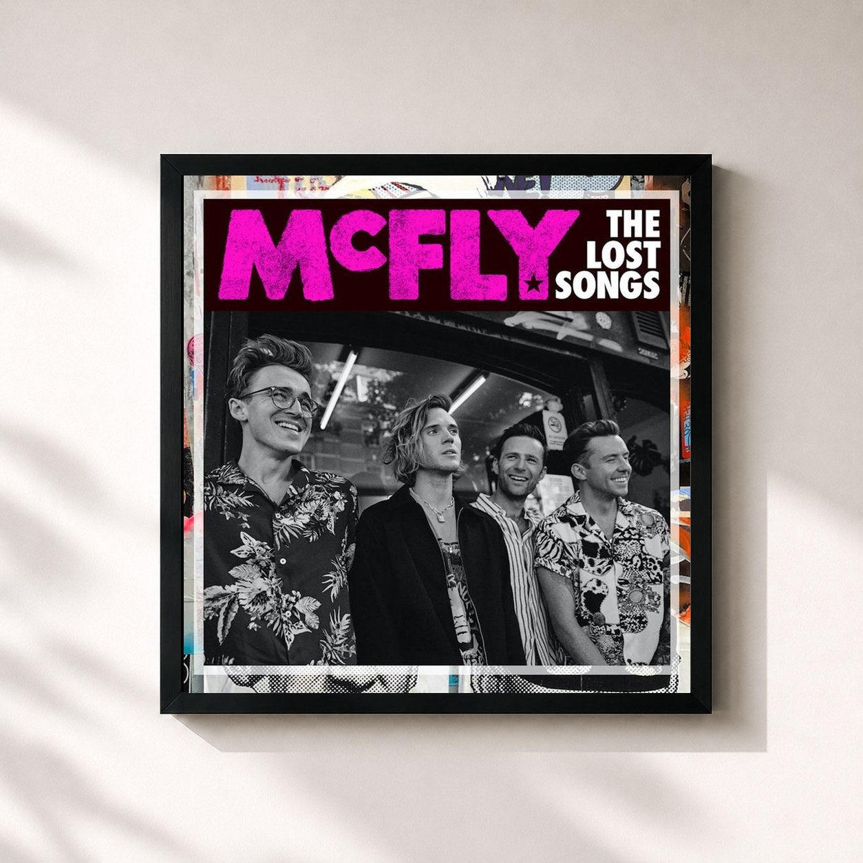 #noir Tableau carré de l'album The Lost Songs de McFly, cadre noir 32x32 cm
