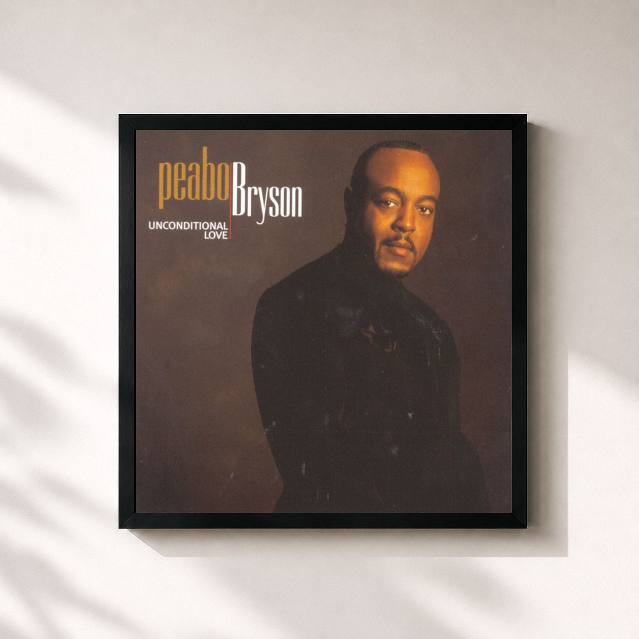 #noir Tableau carré de l'album Unconditional Love de Peabo Bryson, cadre noir 32x32 cm