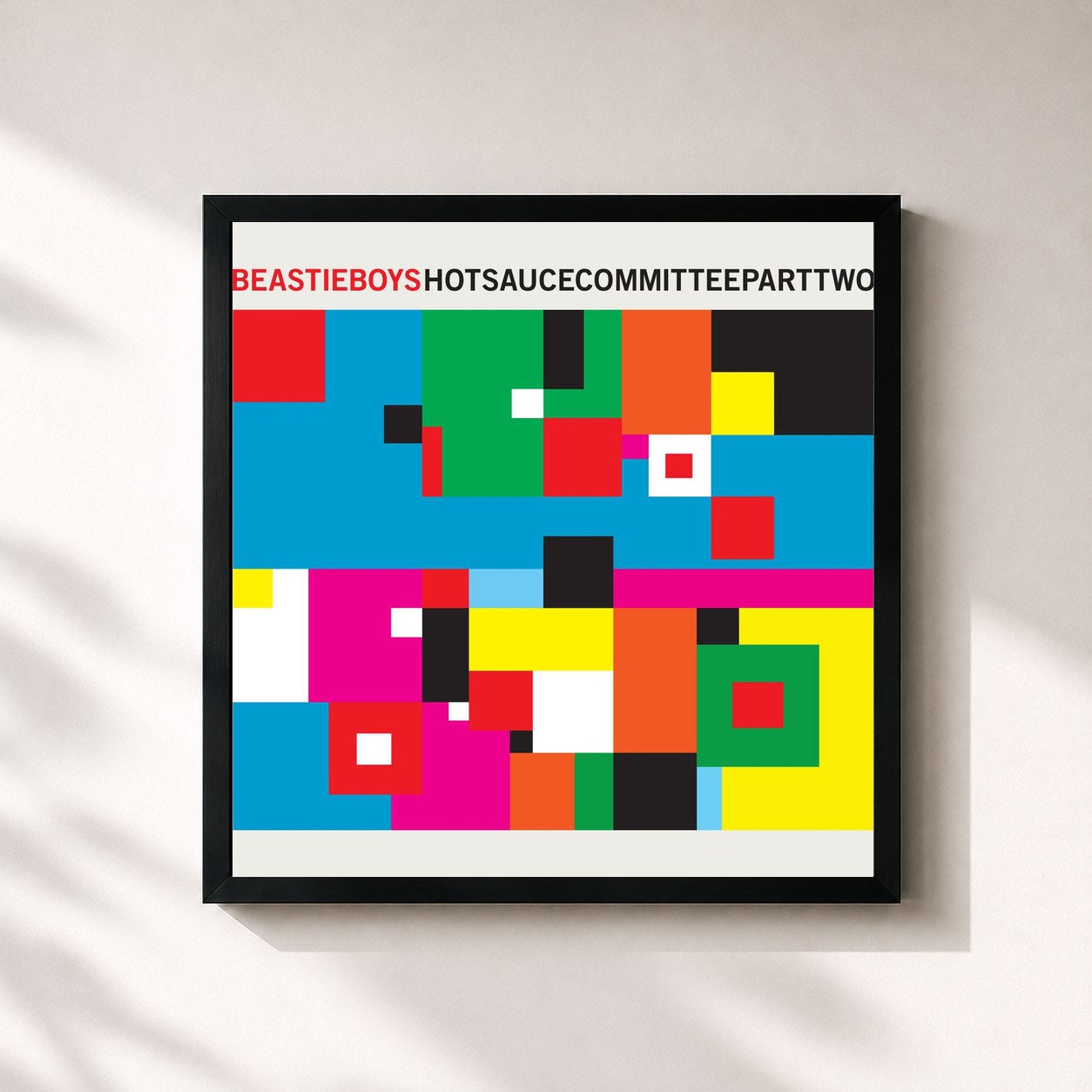 #noir Tableau carré de l'album Hot Sauce Committee (Pt. 2) de Beastie Boys, cadre noir 32x32 cm