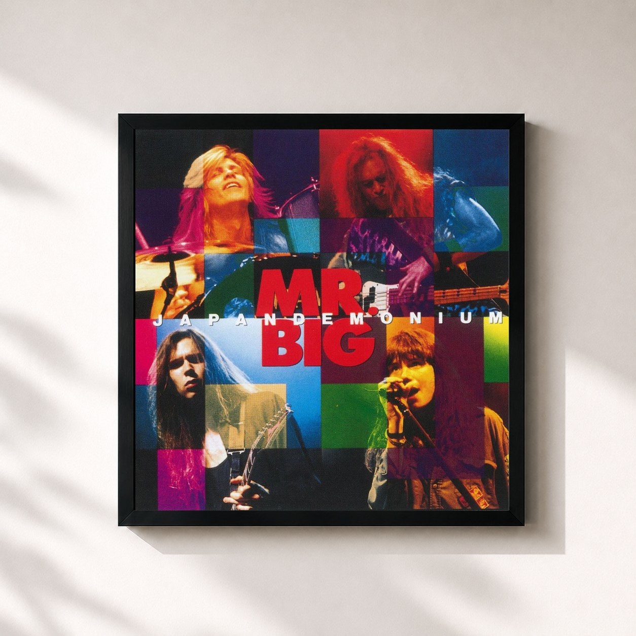 #noir Tableau carré de l'album Japandemonium: Raw Like Sushi 3 de Mr. Big, cadre noir 32x32 cm