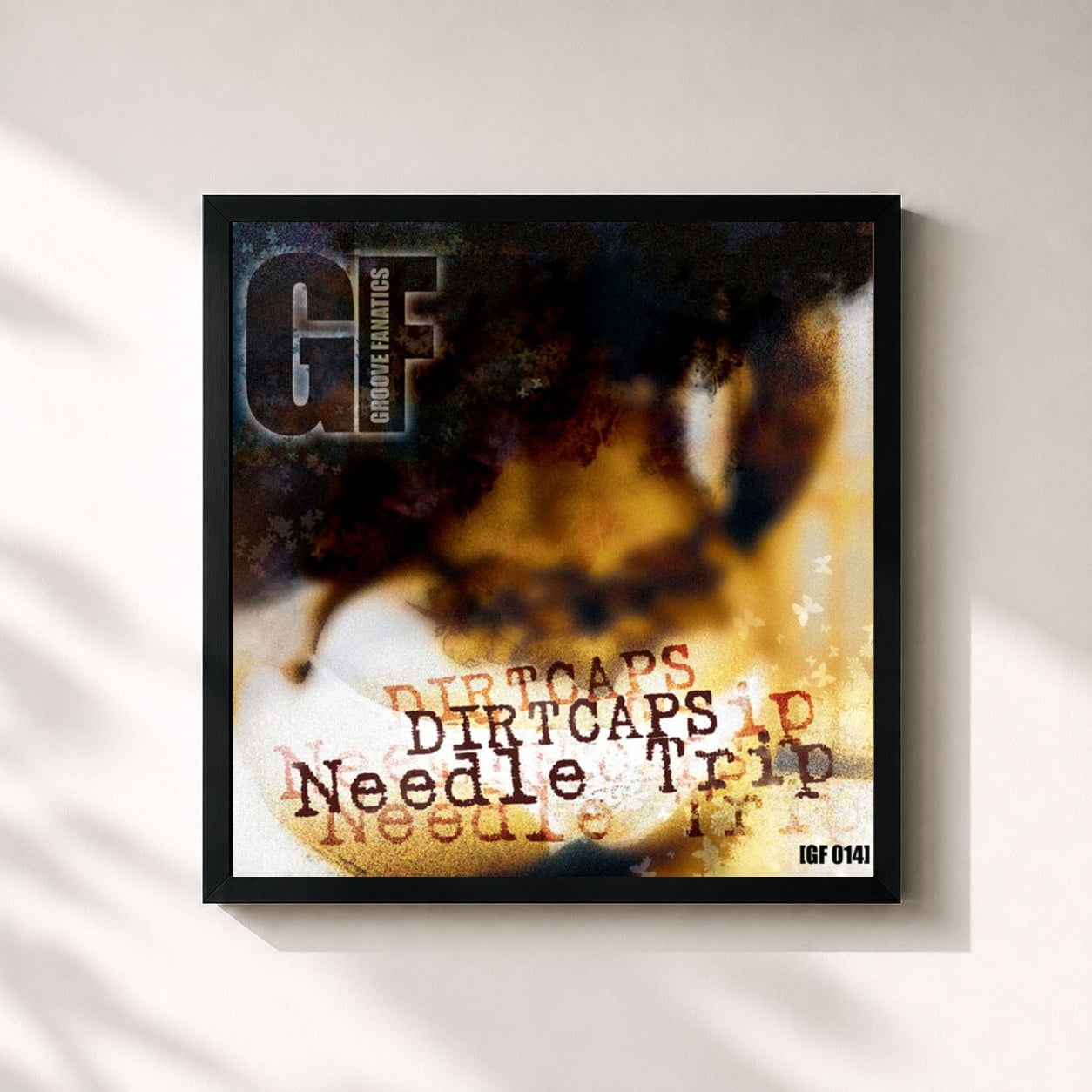 #noir Tableau carré de l'album Needletrip de Dirtcaps, cadre noir 32x32 cm