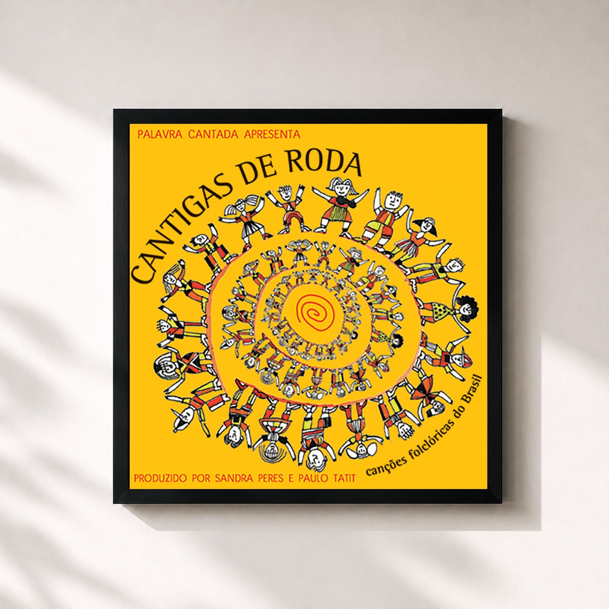 #noir Tableau carré de l'album Cantigas de Roda de Palavra Cantada, cadre noir 32x32 cm