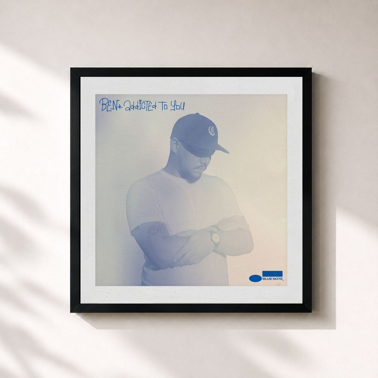 #noir Tableau carré de l'album Addicted To You de Ben L'Oncle Soul, cadre noir 32x32 cm