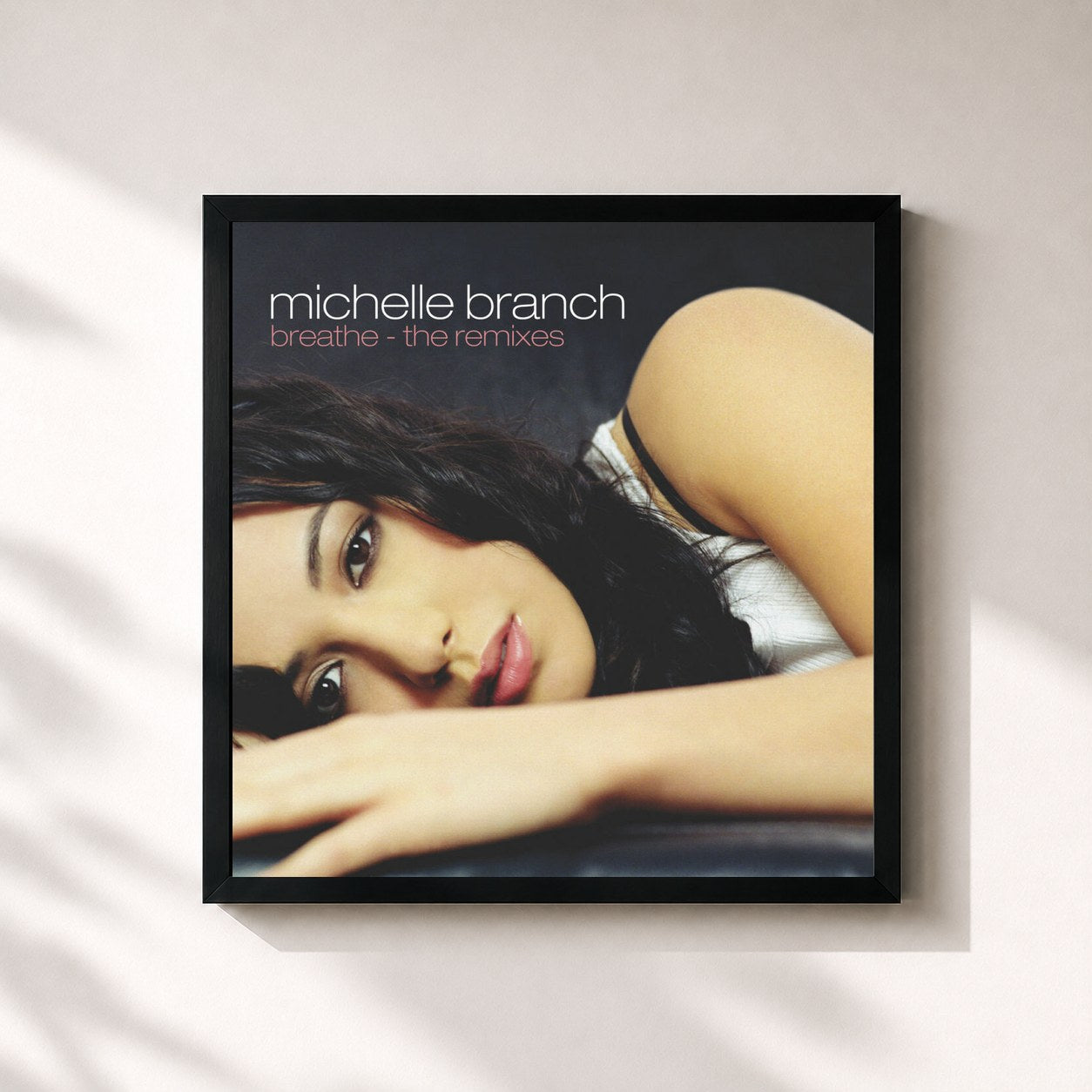 #noir Tableau carré de l'album Breathe de Michelle Branch, cadre noir 32x32 cm