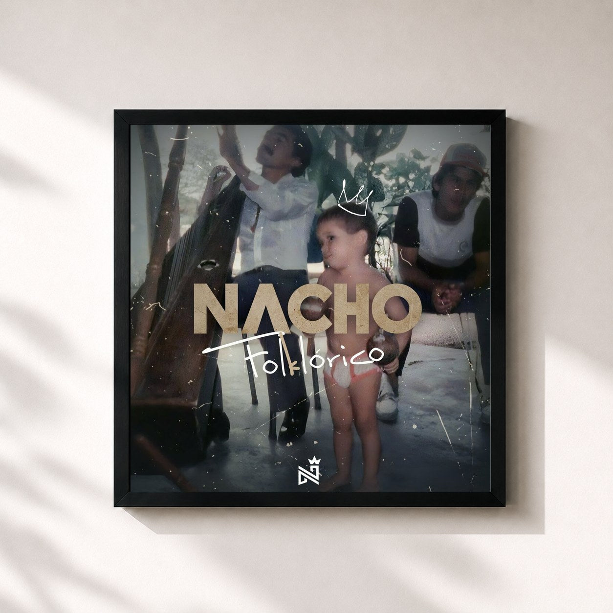 #noir Tableau carré de l'album Folklórico de Nacho, cadre noir 32x32 cm