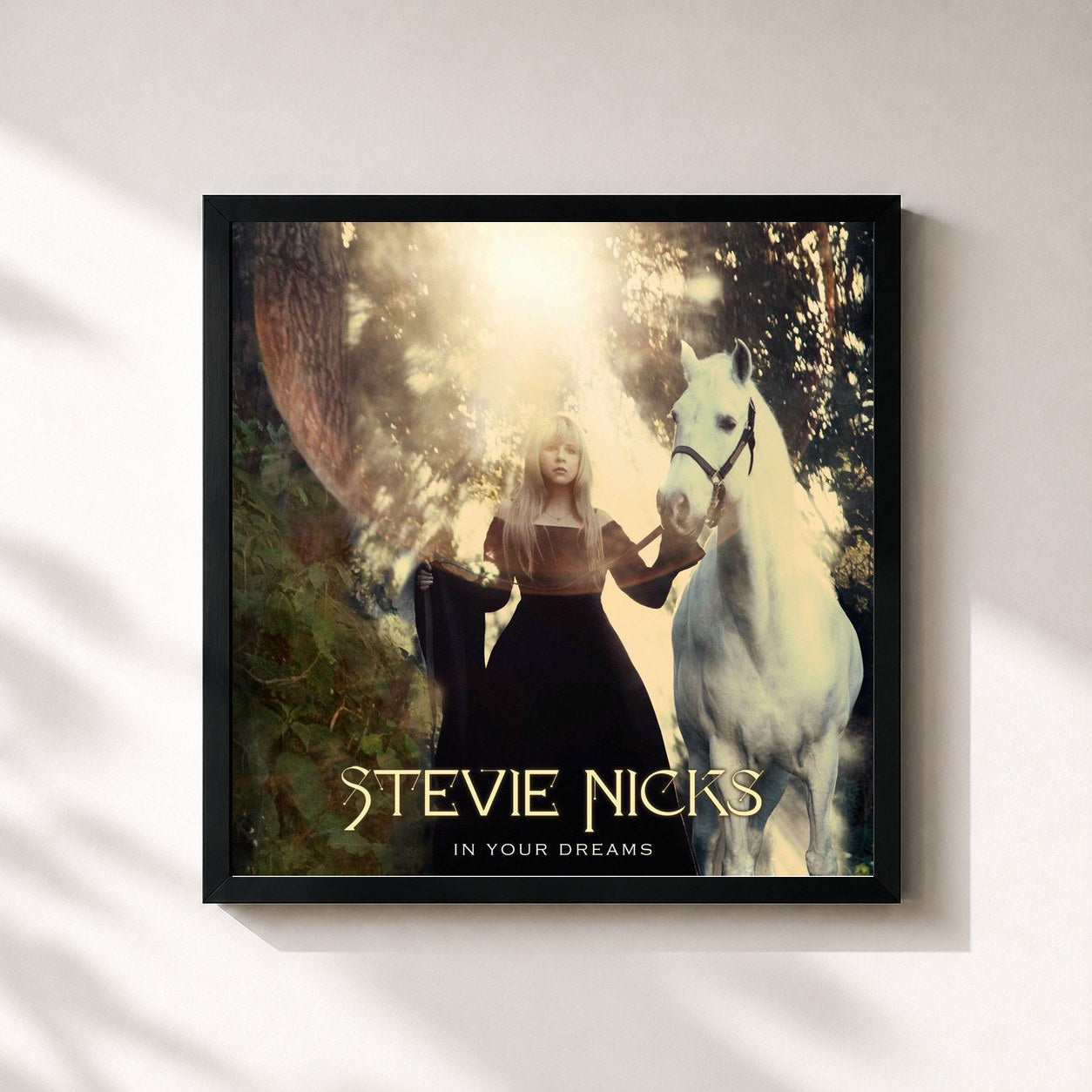 #noir Tableau carré de l'album In Your Dreams de Stevie Nicks, cadre noir 32x32 cm