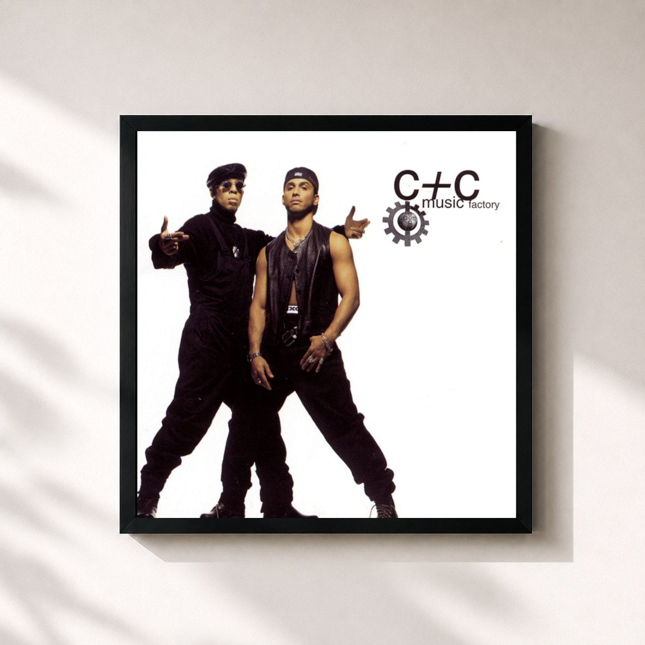 #noir Tableau carré de l'album Anything Goes! de C+C Music Factory, cadre noir 32x32 cm