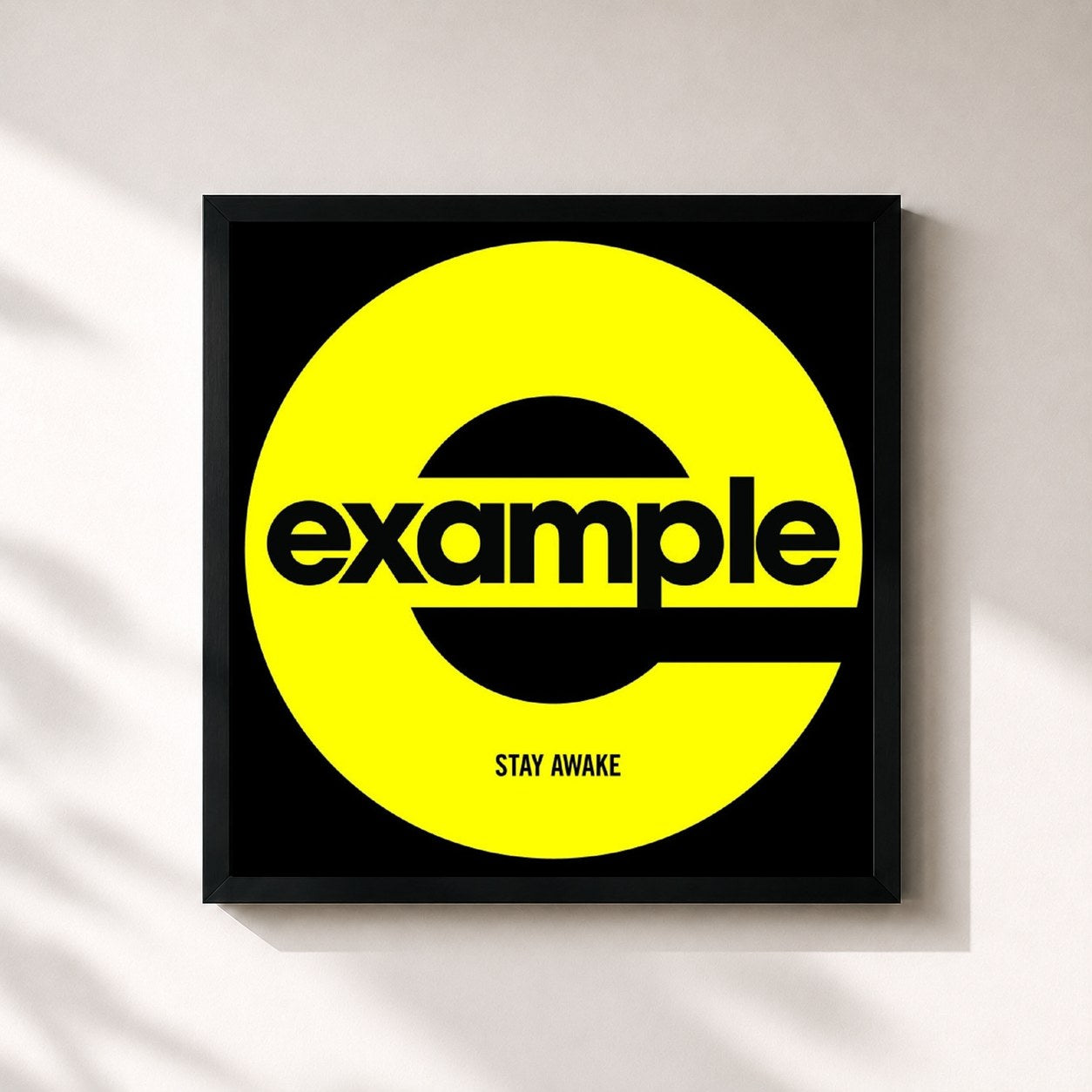 #noir Tableau carré de l'album Stay Awake (Remixes) de Example, cadre noir 32x32 cm