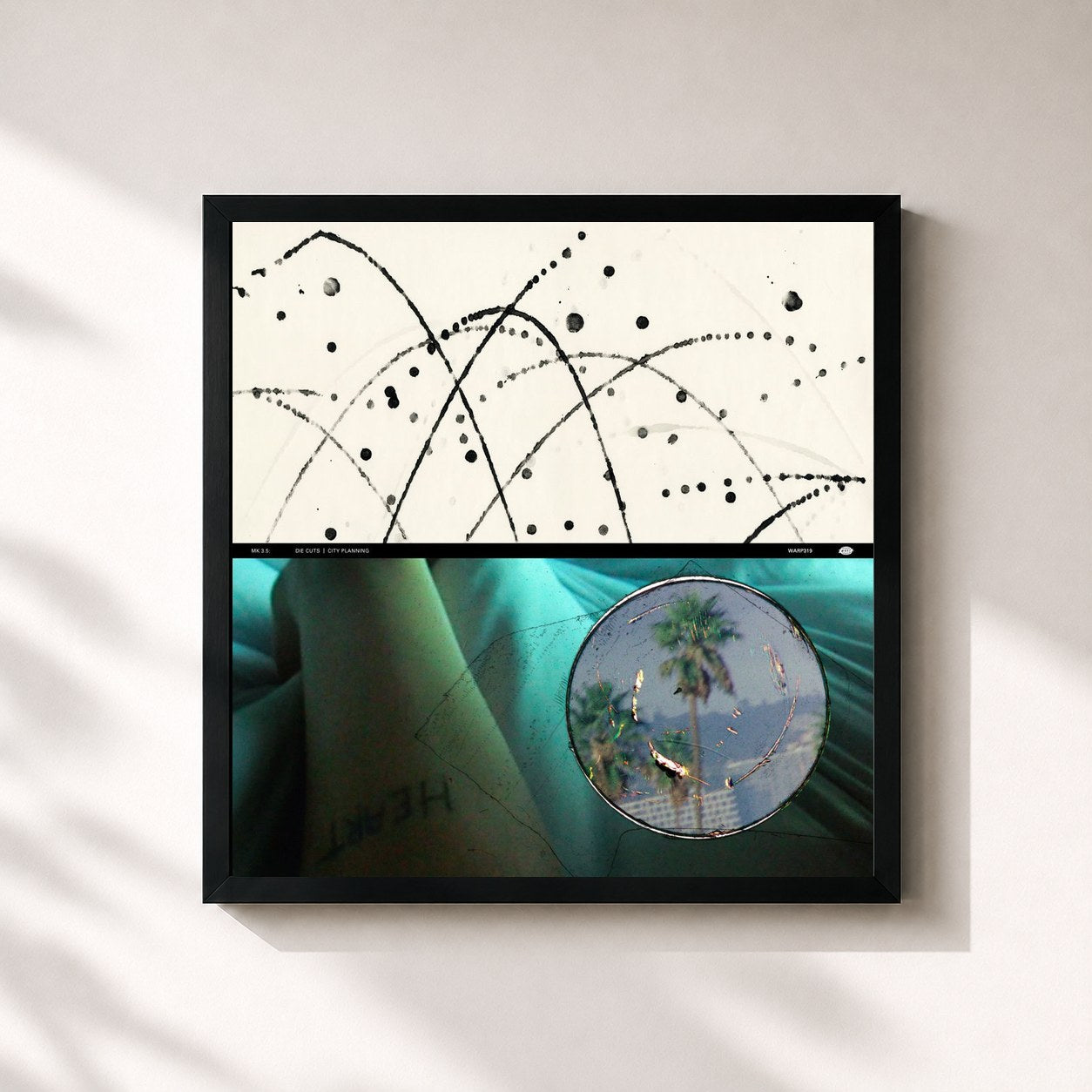 #noir Tableau carré de l'album MK 3.5: Die Cuts | City Planning de Mount Kimbie, cadre noir 32x32 cm