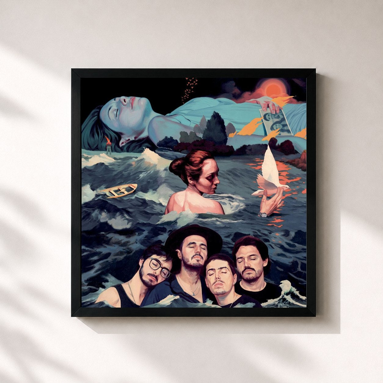 #noir Tableau carré de l'album Antes De Que Amanezca de Morat, cadre noir 32x32 cm