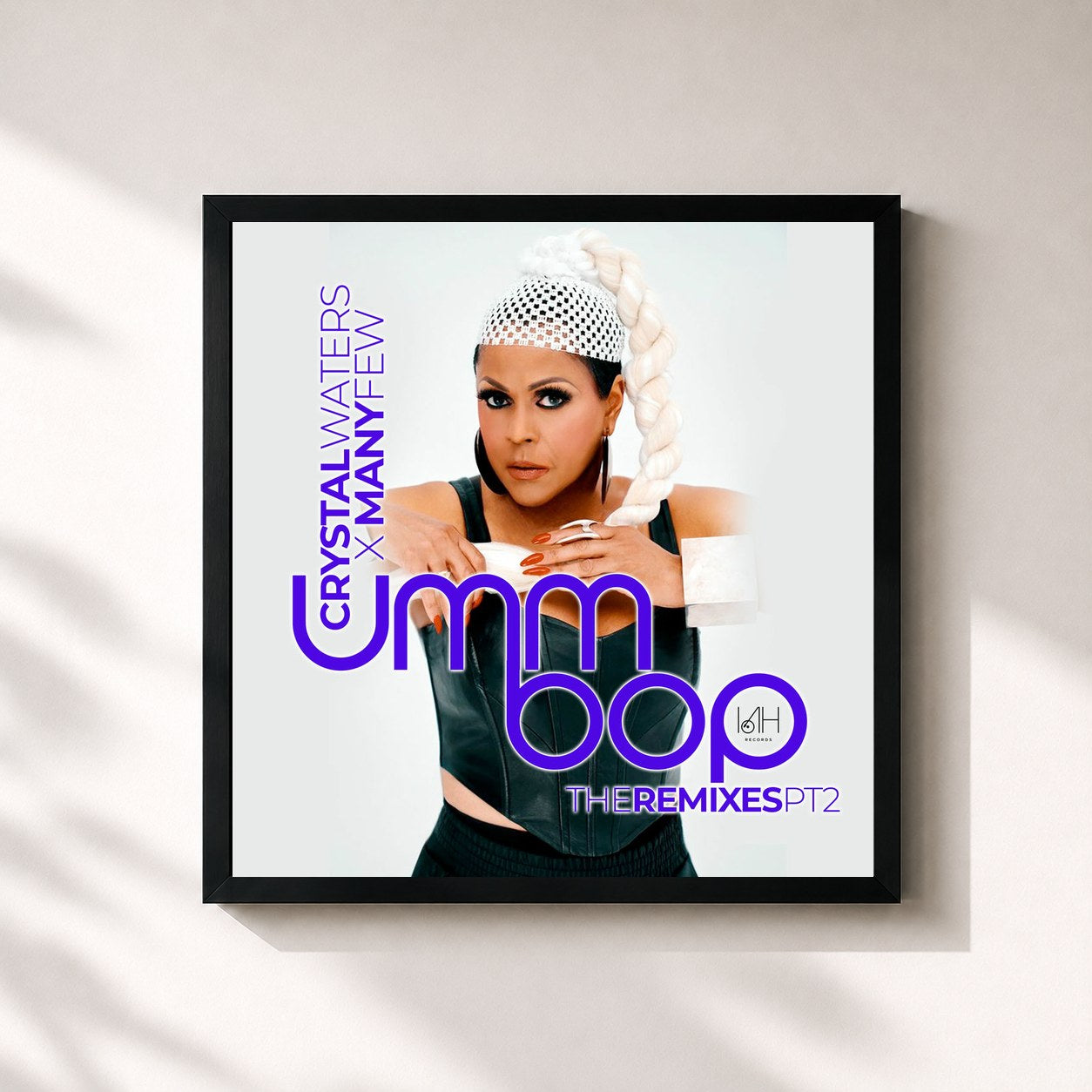 #noir Tableau carré de l'album Umm Bop The Remixes Part 2 de Crystal Waters, cadre noir 32x32 cm