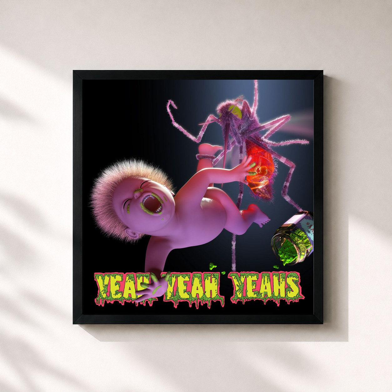 #noir Tableau carré de l'album Mosquito de Yeah Yeah Yeahs, cadre noir 32x32 cm