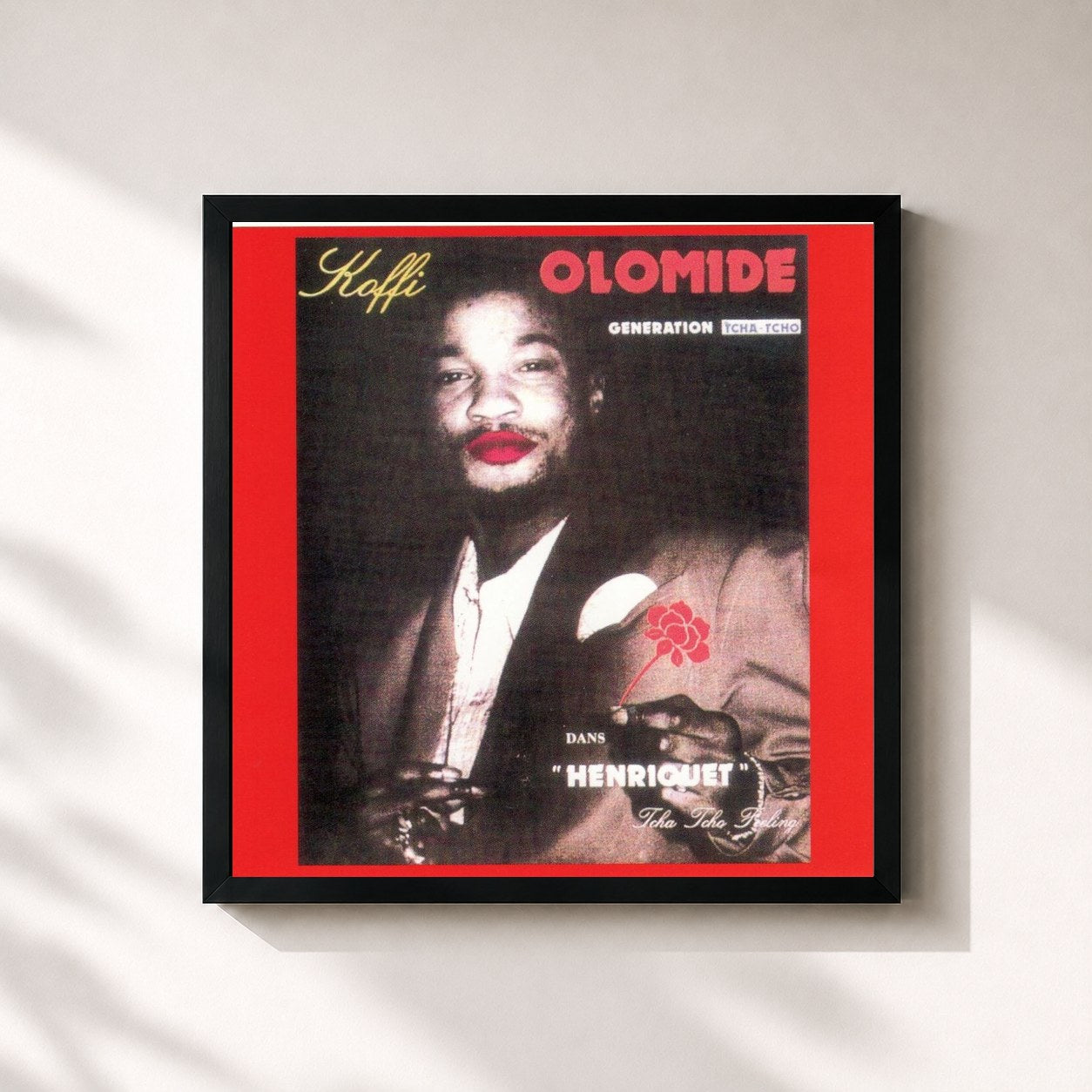 #noir Tableau carré de l'album Henriquet (Génération Tcha-Tcho) de Koffi Olomidé, cadre noir 32x32 cm