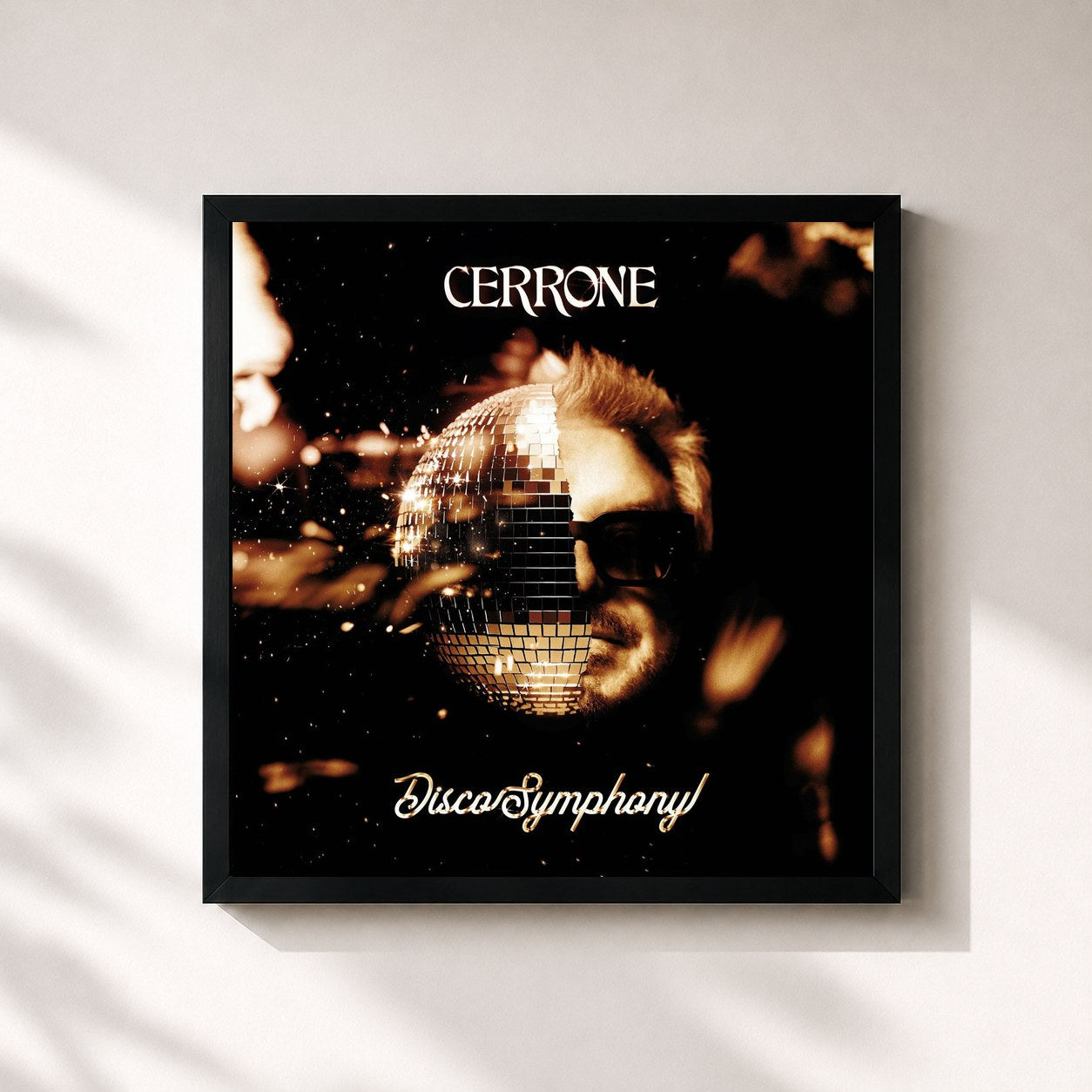 #noir Tableau carré de l'album Disco Symphony de Cerrone, cadre noir 32x32 cm