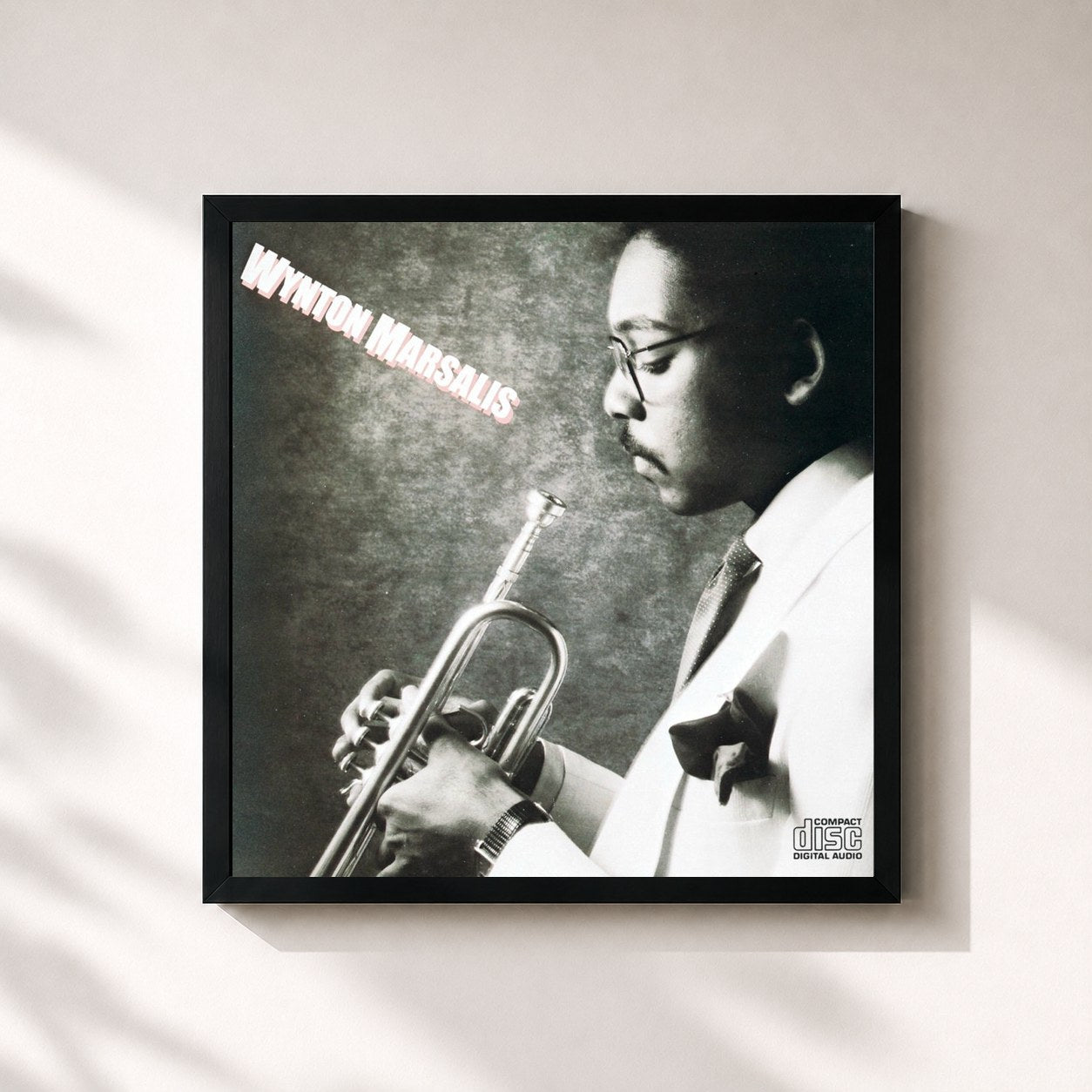#noir Tableau carré de l'album Wynton Marsalis de Wynton Marsalis, cadre noir 32x32 cm