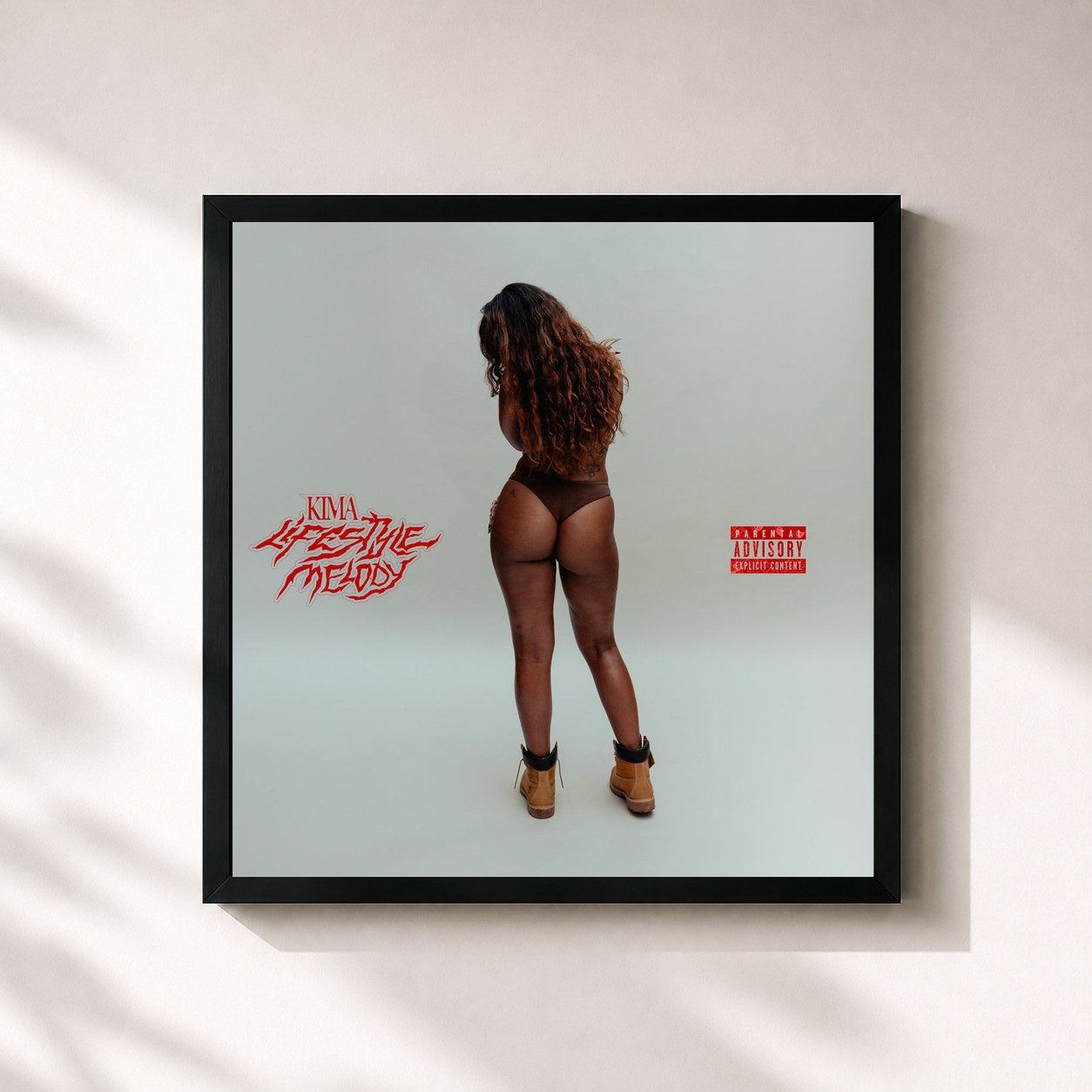 #noir Tableau carré de l'album Lifestyle Melody de Kima, cadre noir 32x32 cm