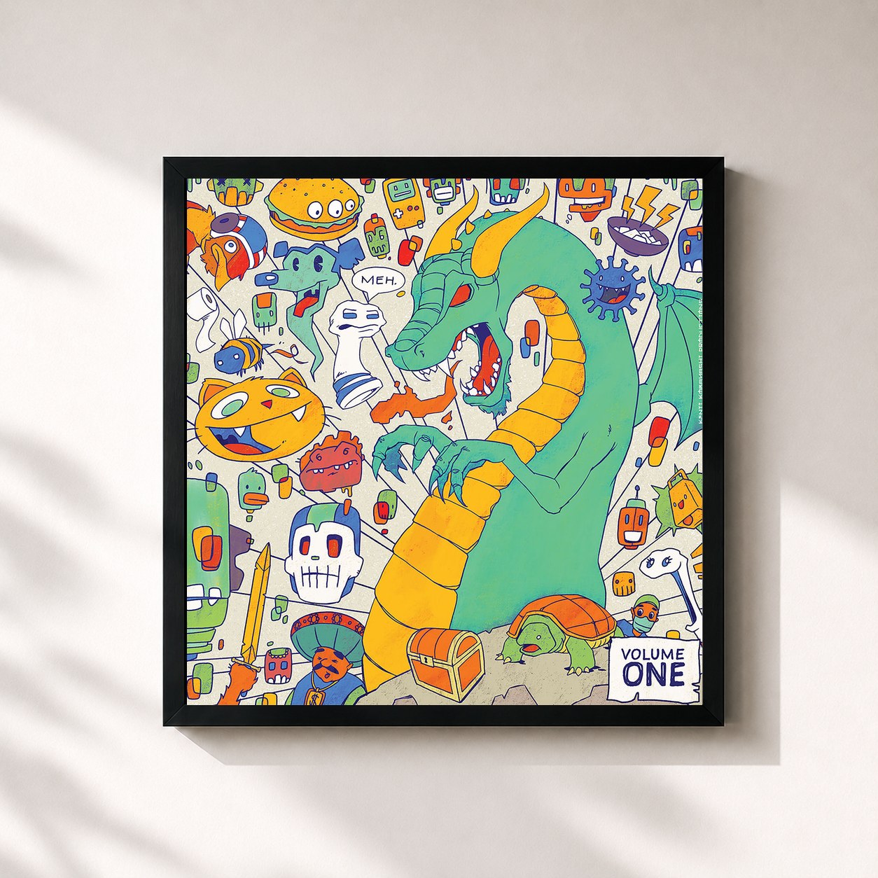 #noir Tableau carré de l'album Dropped Frames, Vol. 1 de Mike Shinoda, cadre noir 32x32 cm