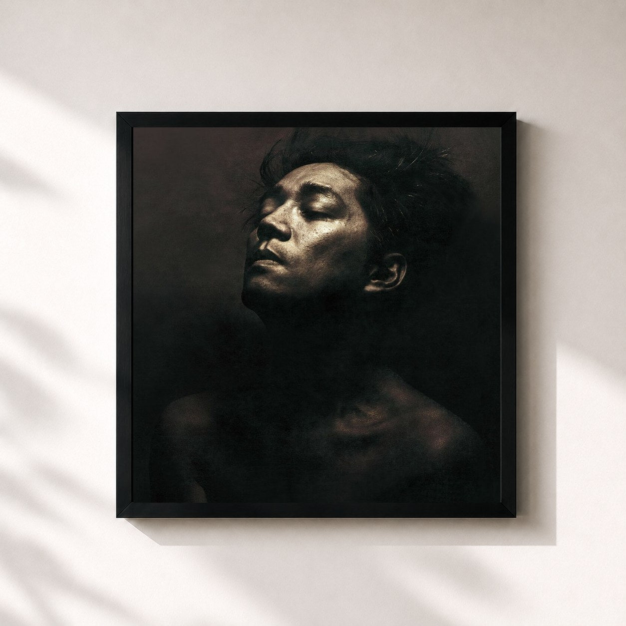 #noir Tableau carré de l'album Beauty (Remastered 2021) de Ryuichi Sakamoto, cadre noir 32x32 cm