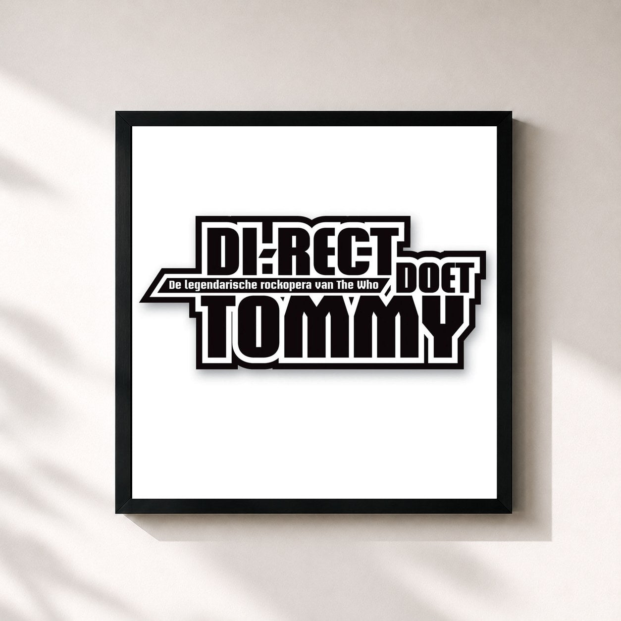 #noir Tableau carré de l'album DI-RECT Doet Tommy de Di-rect, cadre noir 32x32 cm
